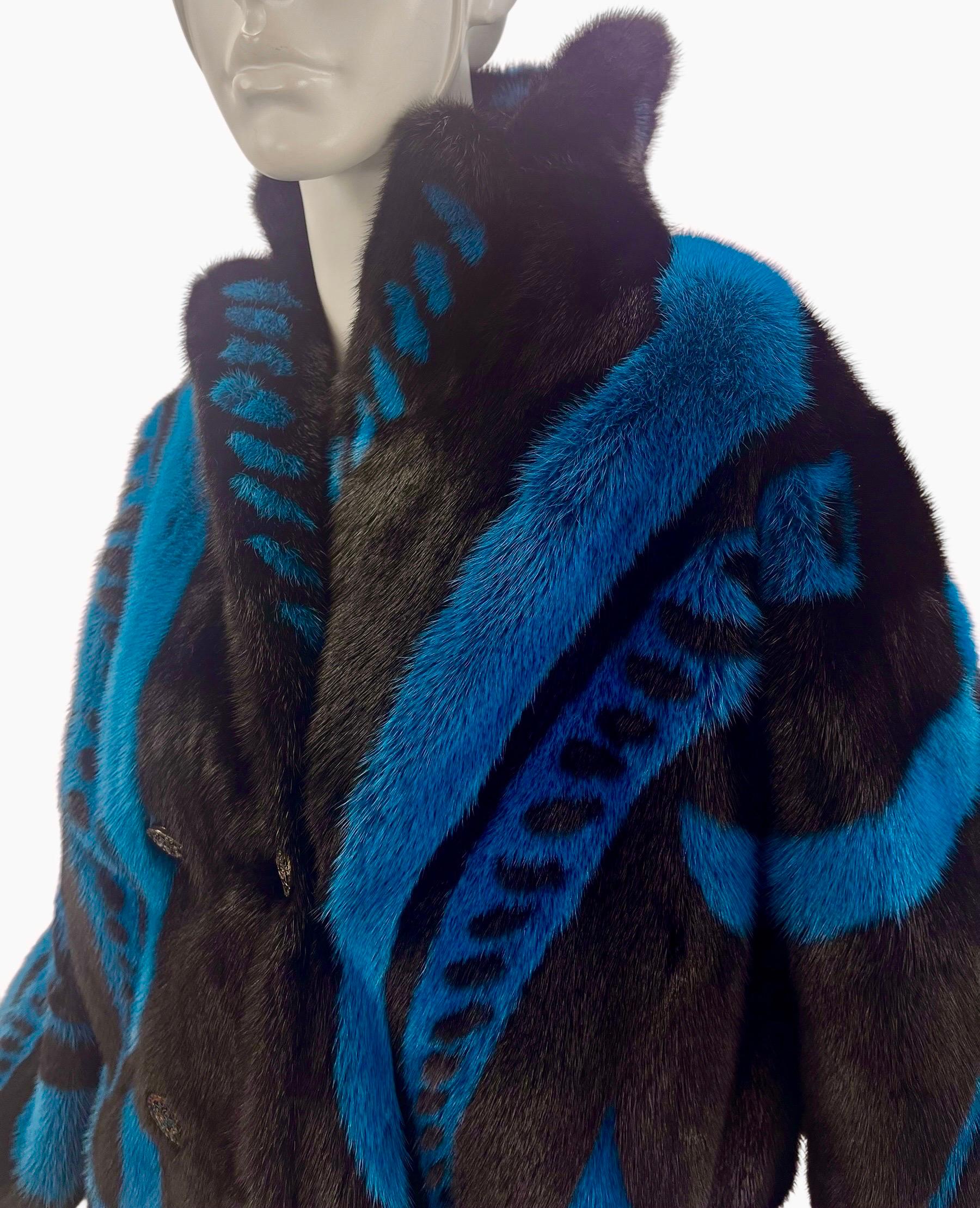 Blu 2013 Versace Cappotto Intarsia Visone NWT in vendita
