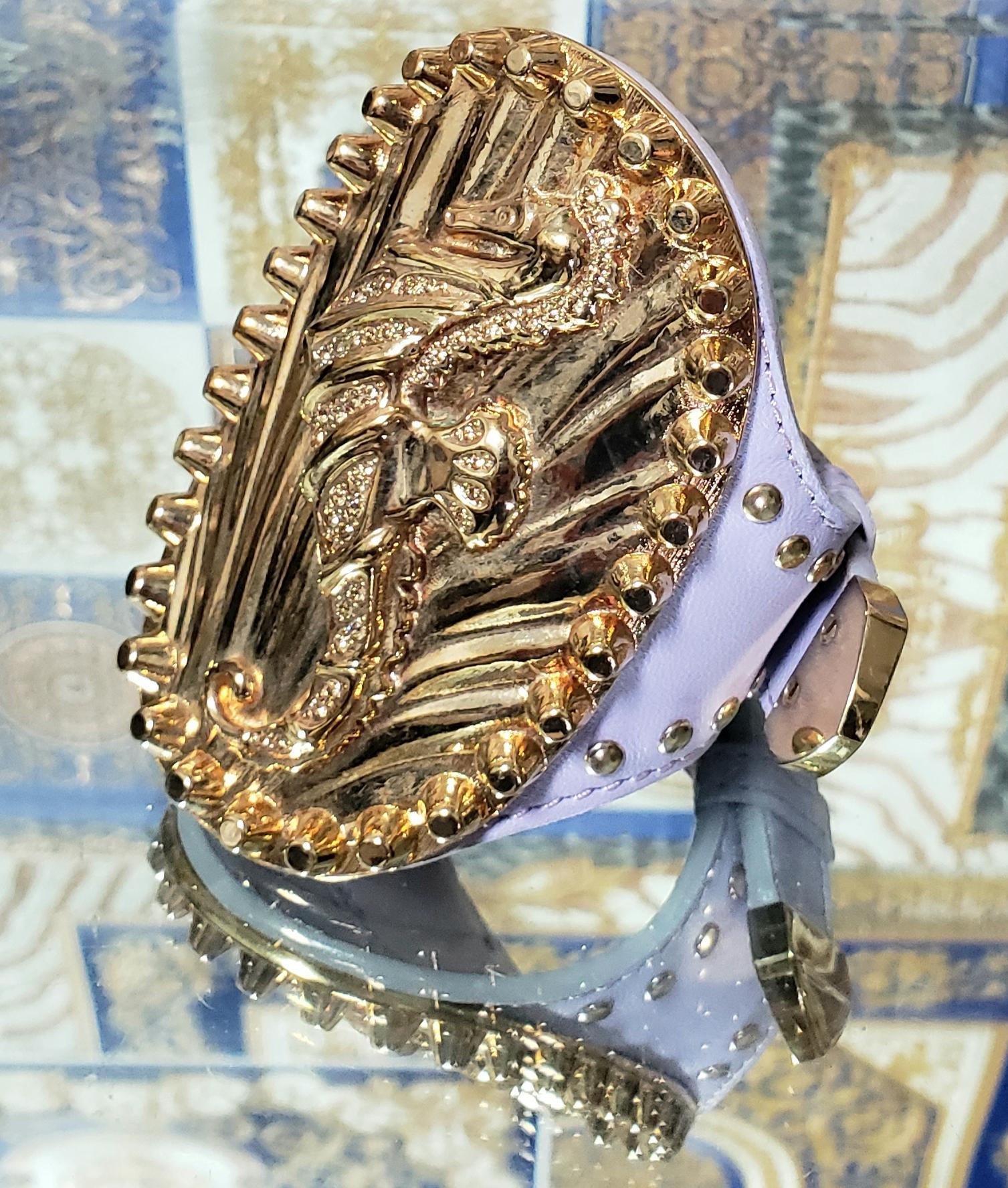 2013 VERSACE SWAROVSKI CRYSTALS STUDDED LEATHER BRACELET with SEAHORSE 6