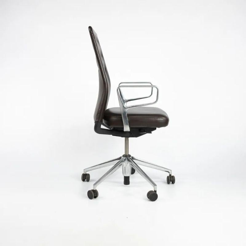 2013 Vitra ID Trim Desk Chair Polished Aluminum & Leather by Antonio Citterio 6x For Sale 2