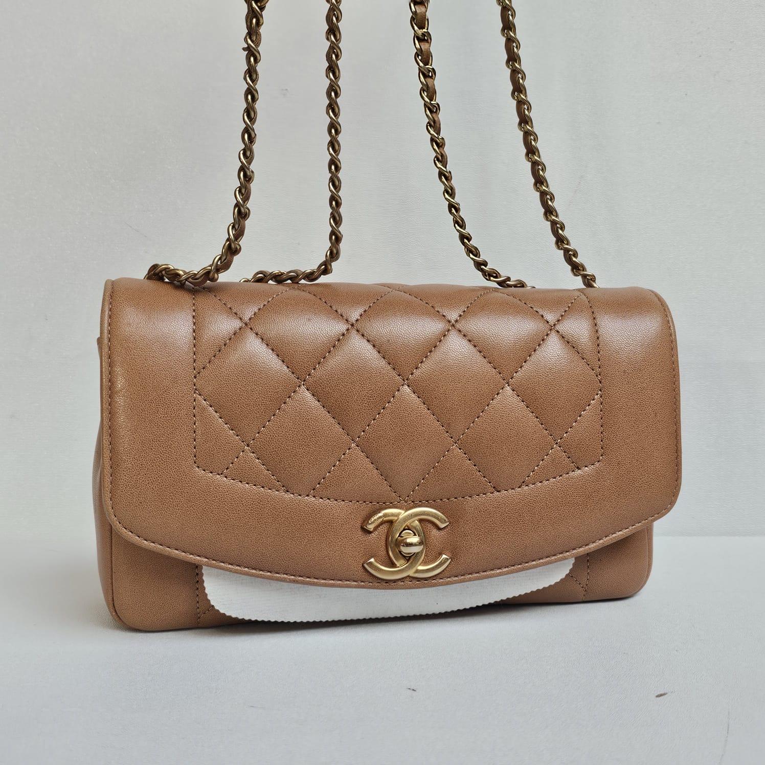 2014-2015 Chanel Caramel Diana Flap Bag For Sale 8