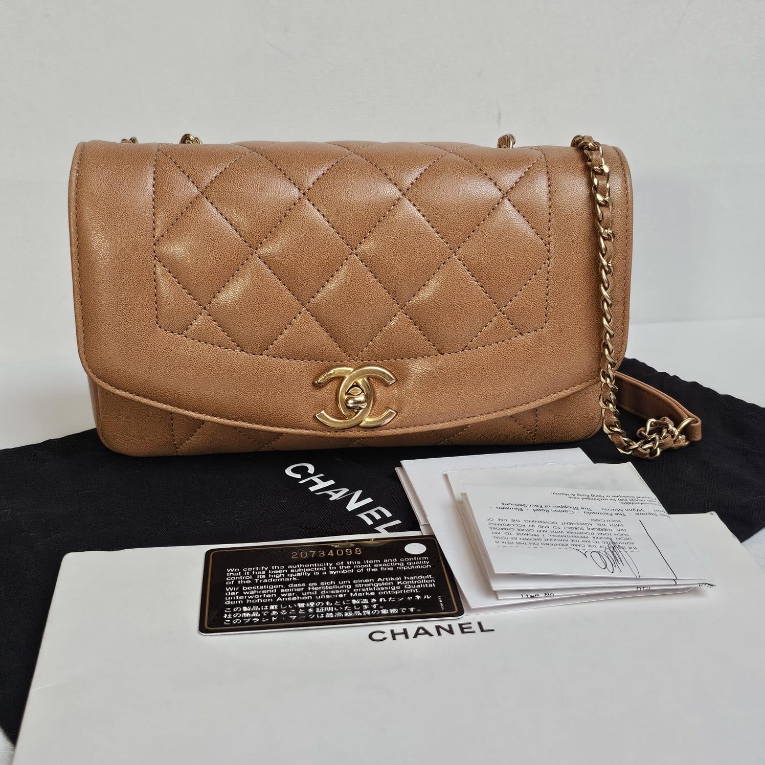 2014-2015 Chanel Caramel Diana Flap Bag For Sale 9