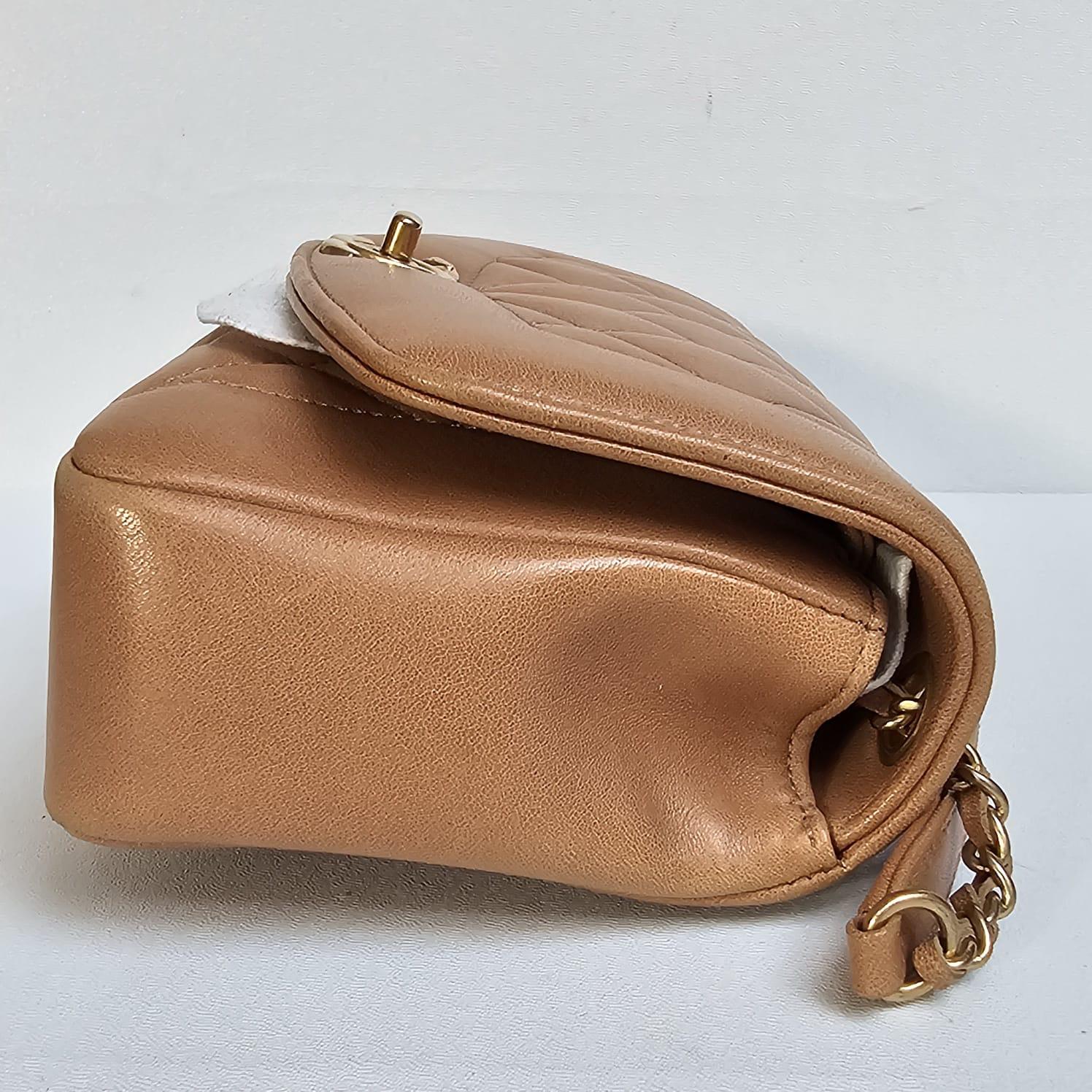 2014-2015 Chanel Caramel Diana Flap Bag For Sale 2