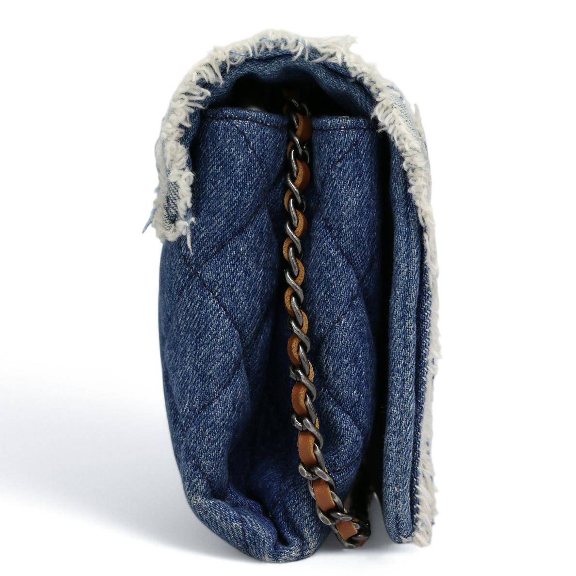 Gray 2014-2015 Denim Chanel clutch bag For Sale