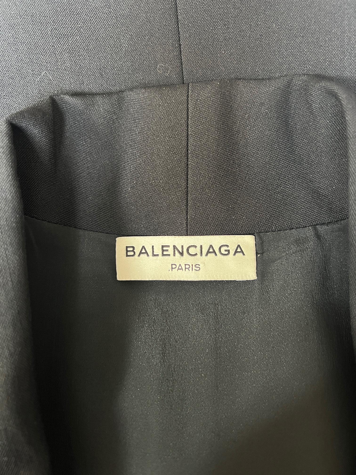 2014 Balenciaga Black Wool Tuxedo Waistcoat Jacket For Sale 1
