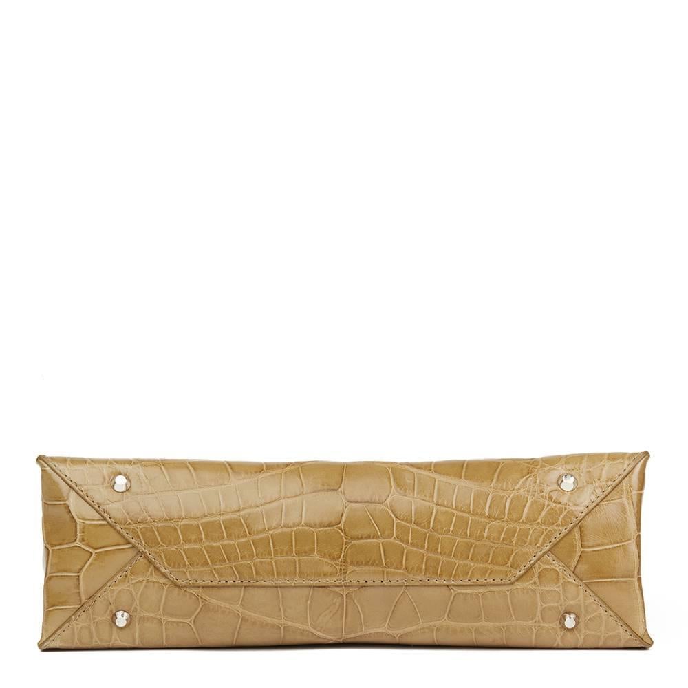 Women's 2014 Balenciaga Olive Green Alligator Leather Small Cable Shopper