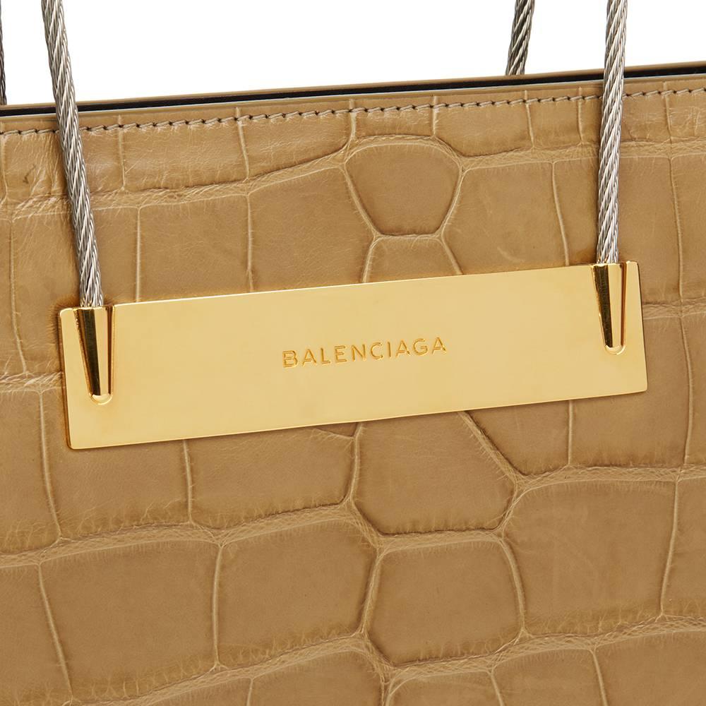 2014 Balenciaga Olive Green Alligator Leather Small Cable Shopper 1