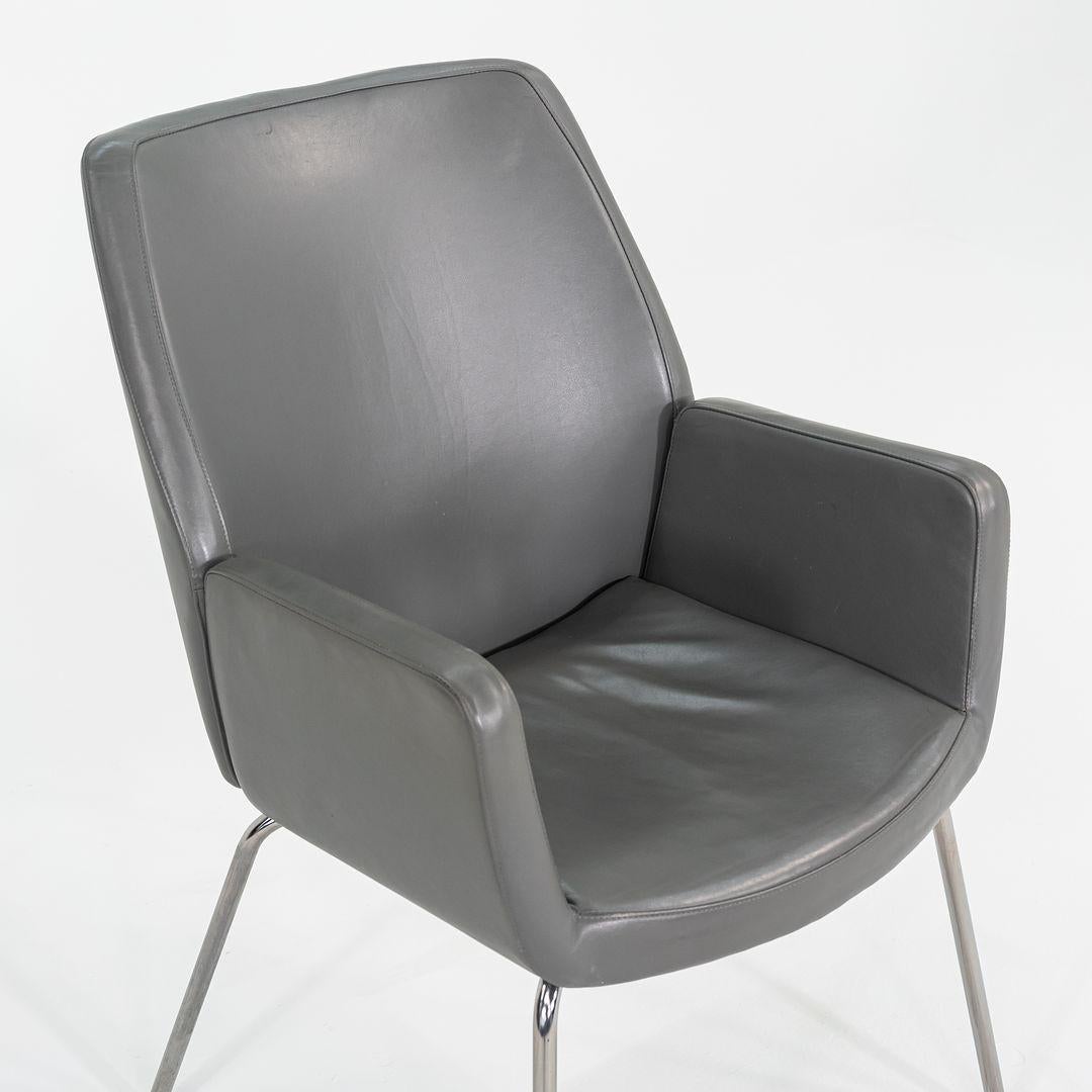 2014 Bindu Dining / Guest Chairs by Brian Kane for Coalesse in Grey Leather For Sale 3
