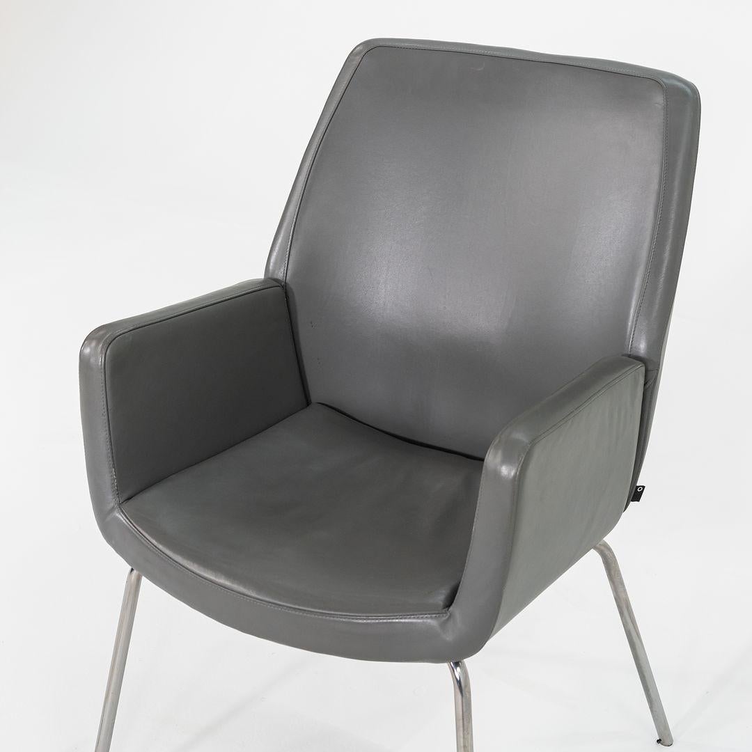 2014 Bindu Dining / Guest Chairs by Brian Kane for Coalesse in Grey Leather For Sale 4