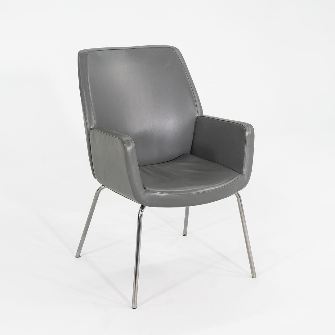 Modern 2014 Bindu Dining / Guest Chairs by Brian Kane for Coalesse in Grey Leather For Sale