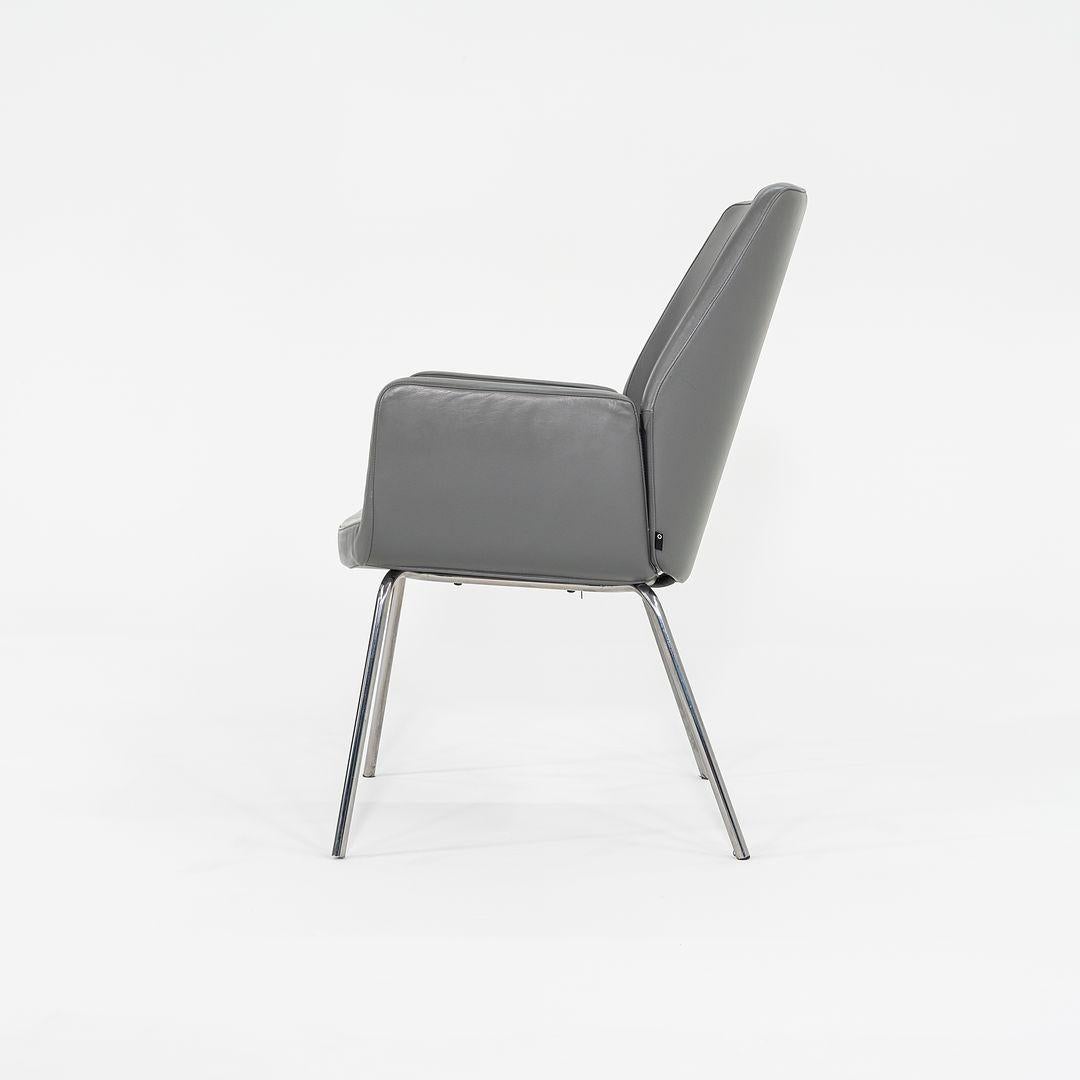 2014 Bindu Dining / Guest Chairs by Brian Kane for Coalesse in Grey Leather In Good Condition For Sale In Philadelphia, PA