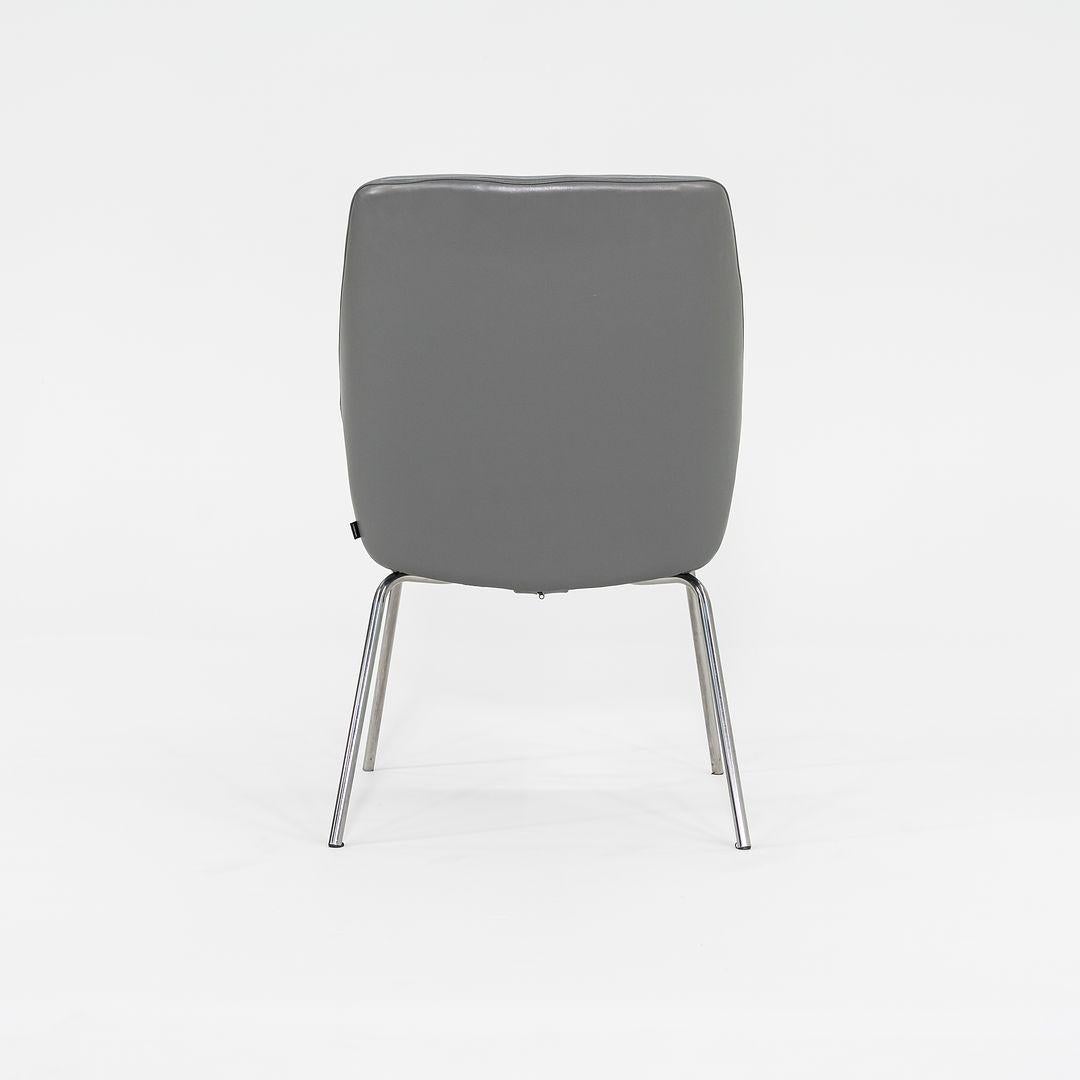 Steel 2014 Bindu Dining / Guest Chairs by Brian Kane for Coalesse in Grey Leather For Sale