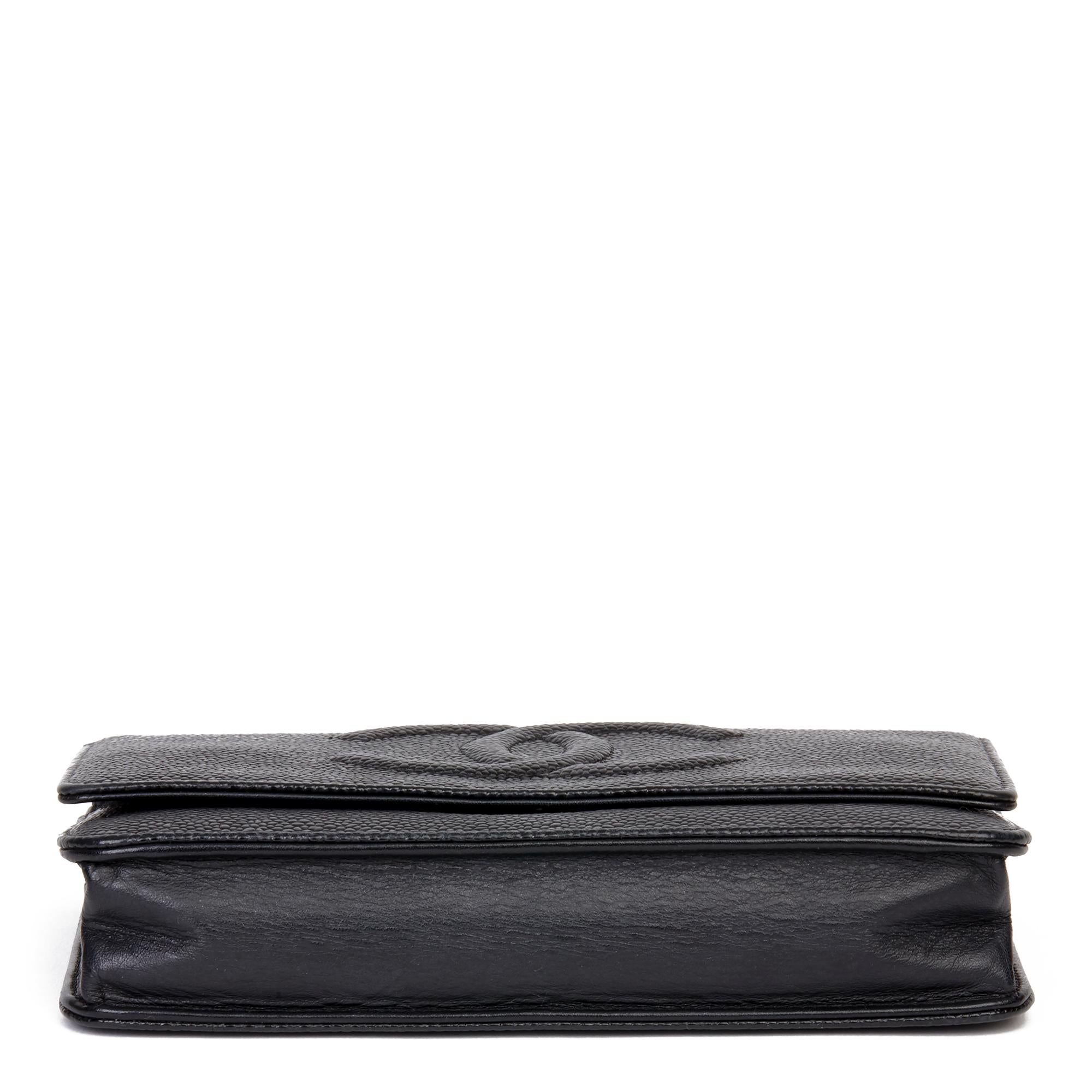 Women's 2014 Black Caviar Leather Timeless Wallet-on-Chain WOC