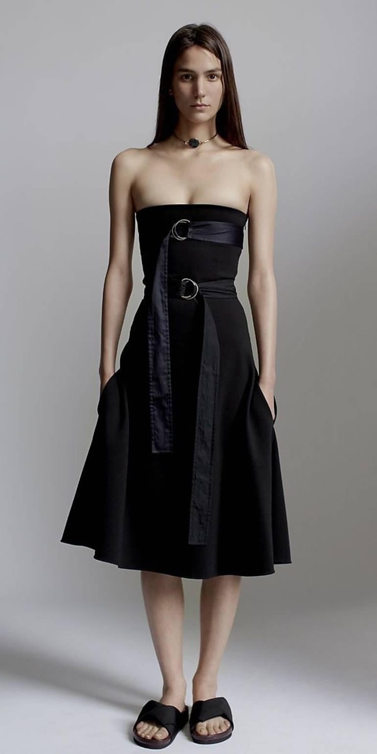 2014 CELINE BY PHOEBE PHILO black strapless dress with belts 1