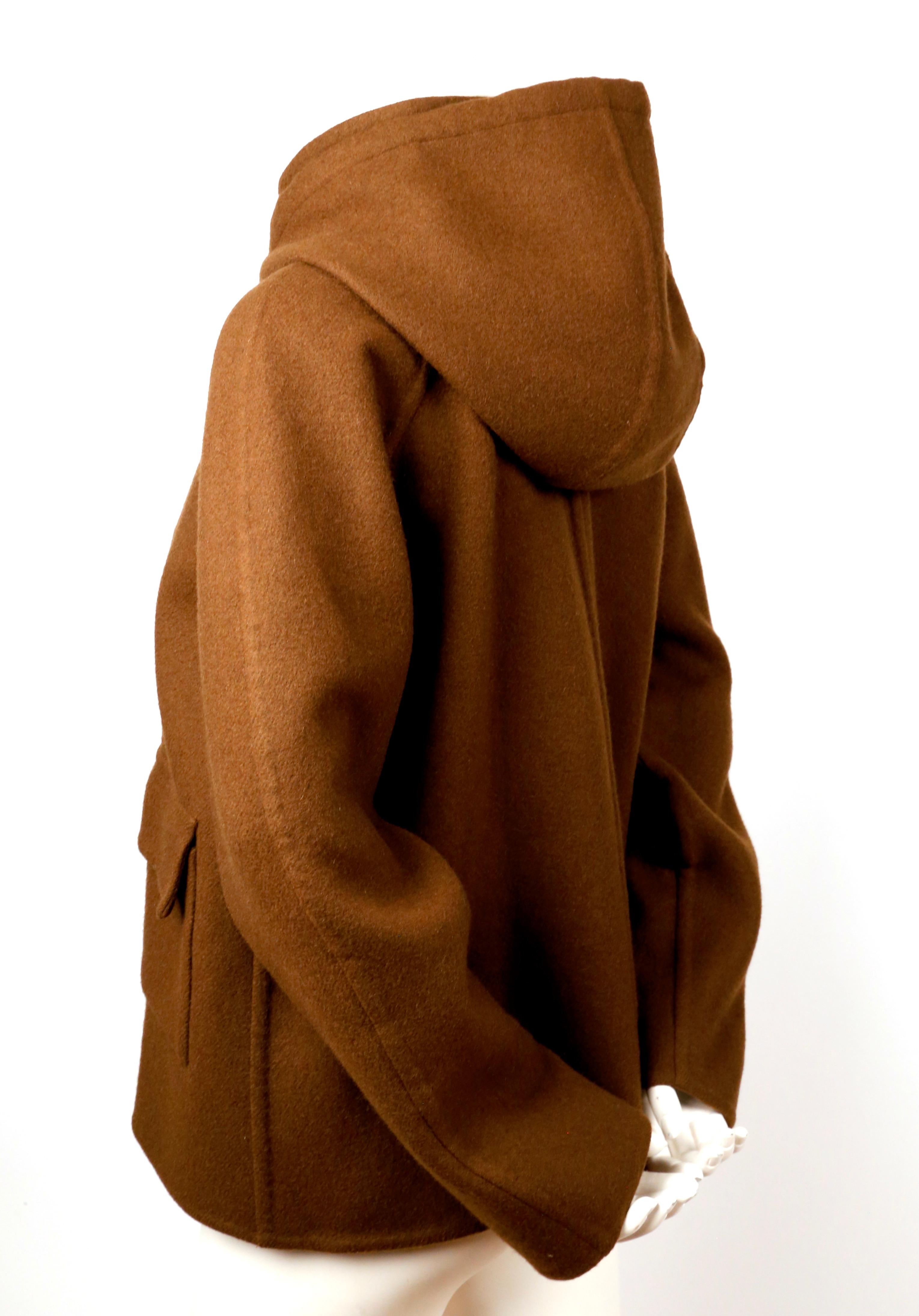 Brown 2014 CELINE by PHOEBE PHILO hooded cashmere jacket with patch pockets