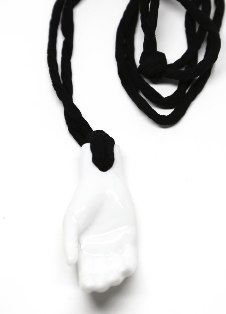 2014 CELINE by PHOEBE PHILO porcelain hand necklace by LIMOGES at 1stDibs