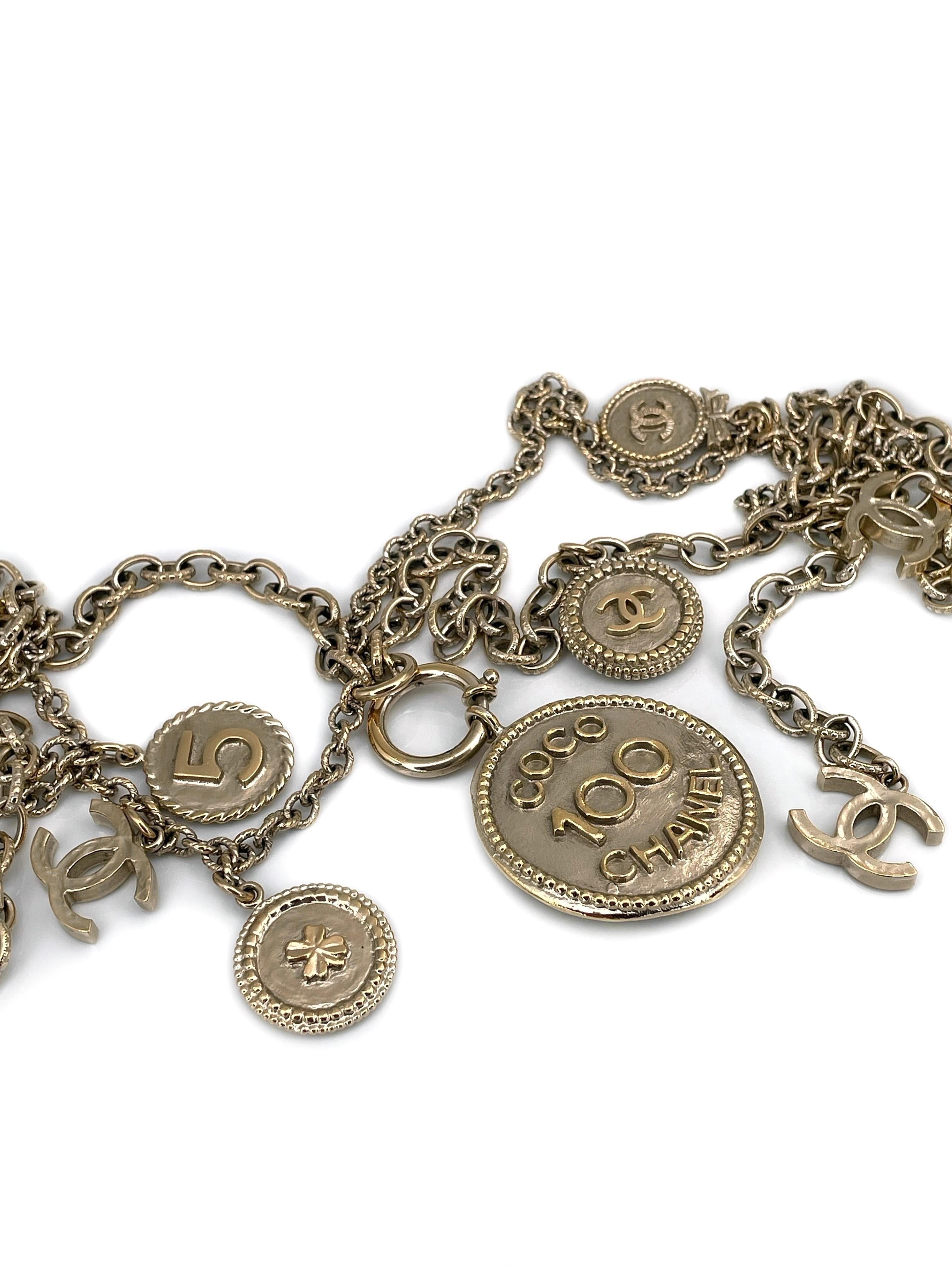 2014 Chanel 100th Anniversary Medaillon Münze Double Chain Gliederhalskette Damen
