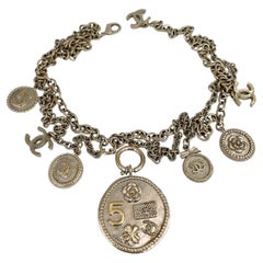 2014 Chanel 100th Anniversary Medaillon Münze Double Chain Gliederhalskette