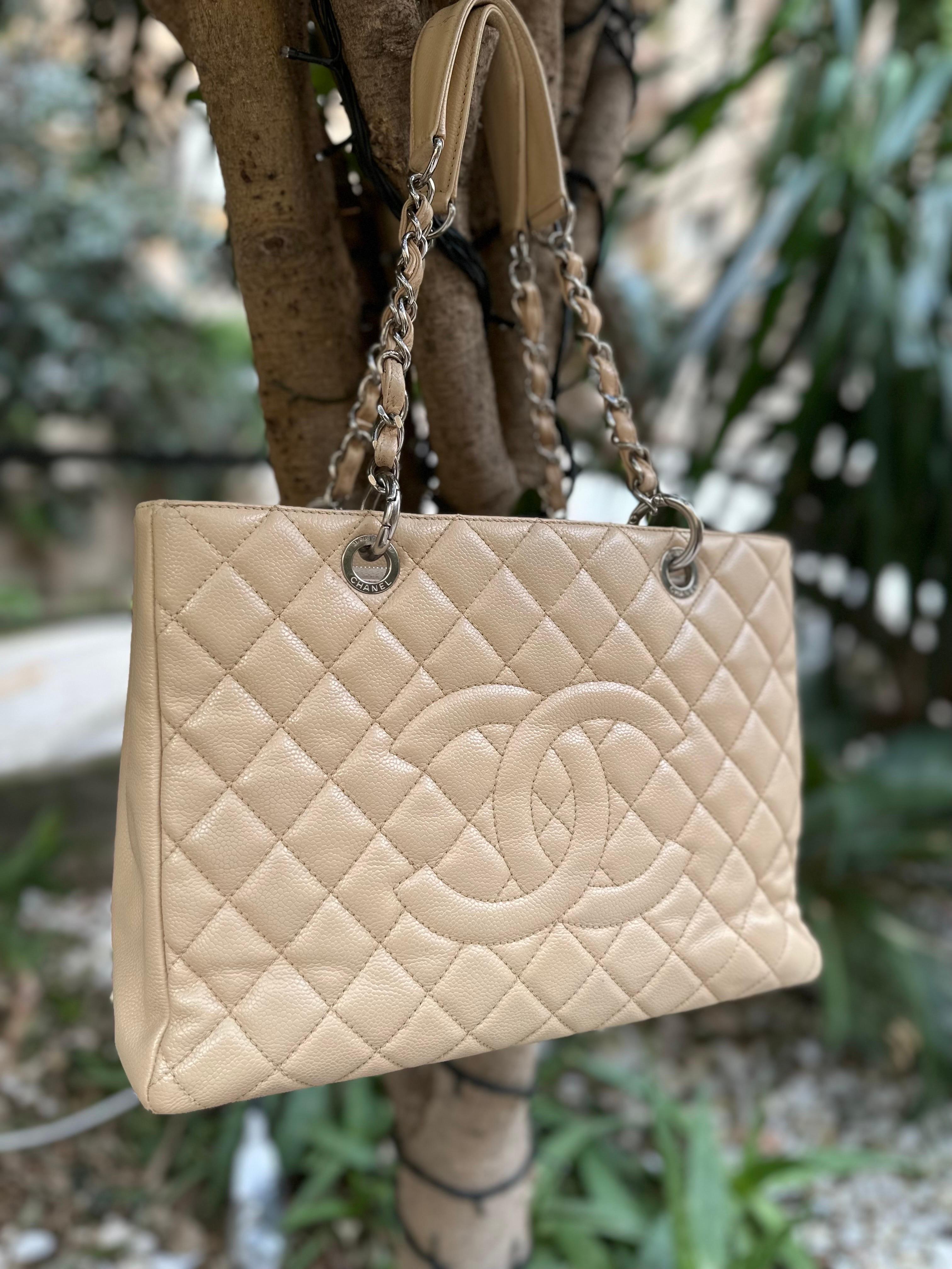 2014 Chanel Beige GST Umhängetasche aus Leder im Angebot 11