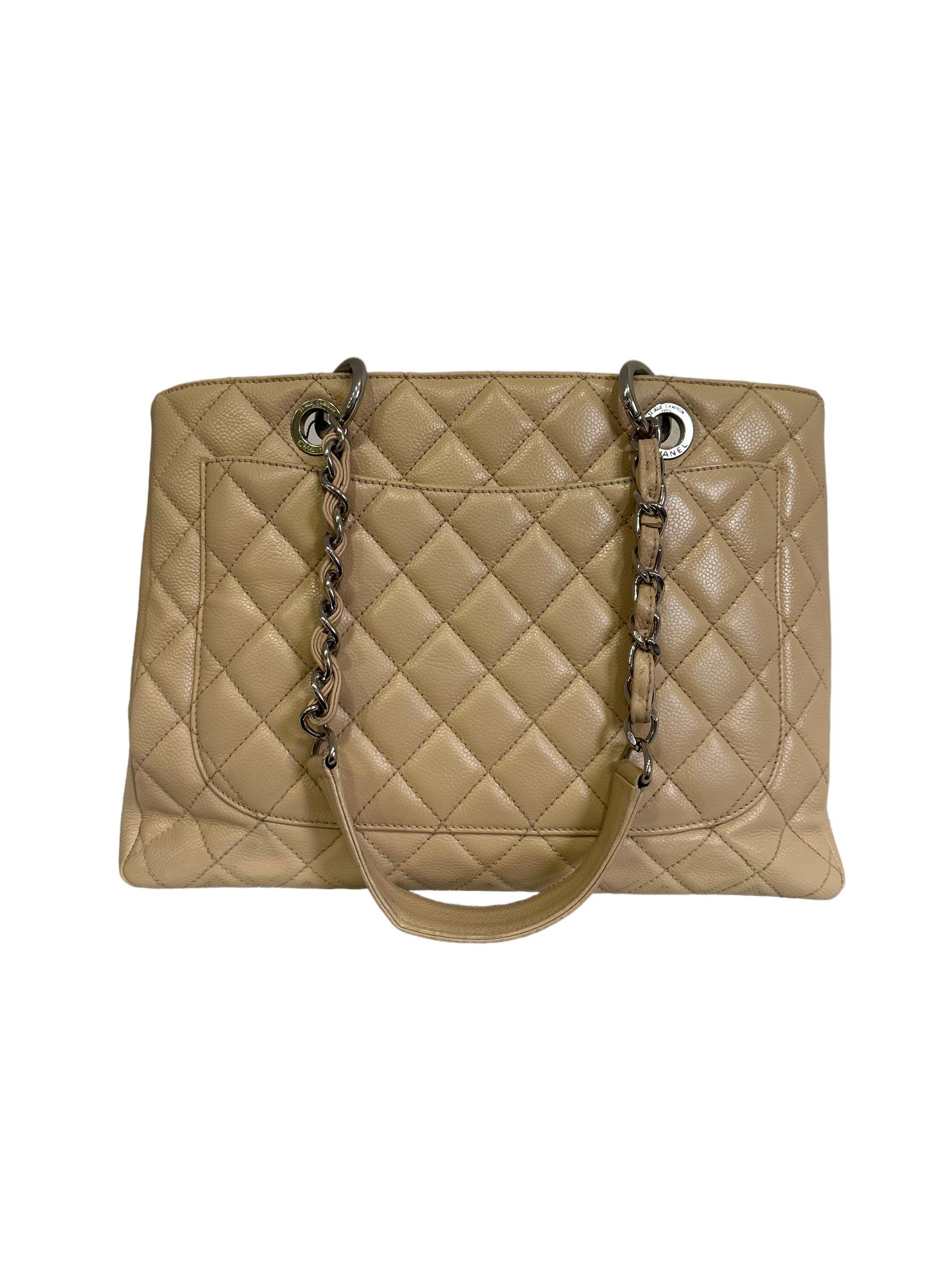 2014 Chanel Beige GST Umhängetasche aus Leder im Zustand „Gut“ im Angebot in Torre Del Greco, IT