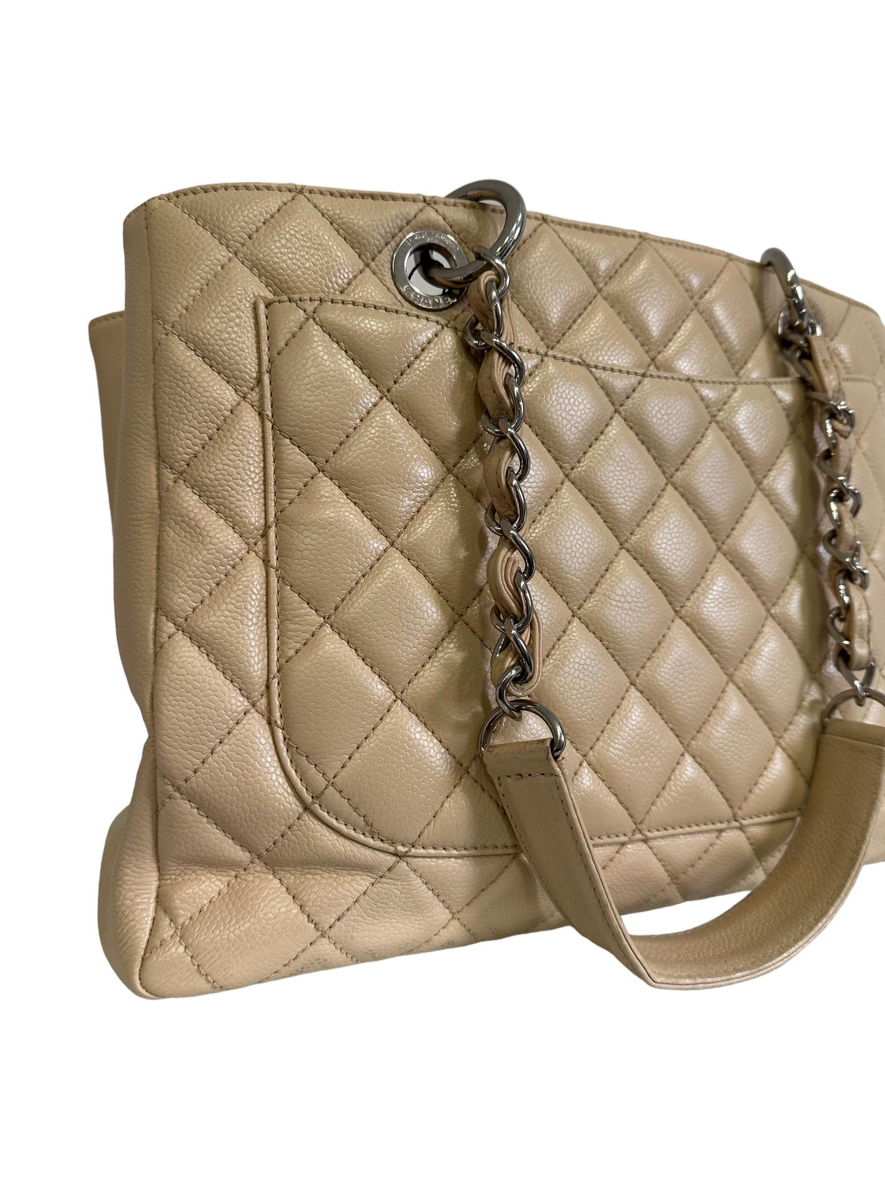 2014 Chanel Beige GST Umhängetasche aus Leder im Angebot 1