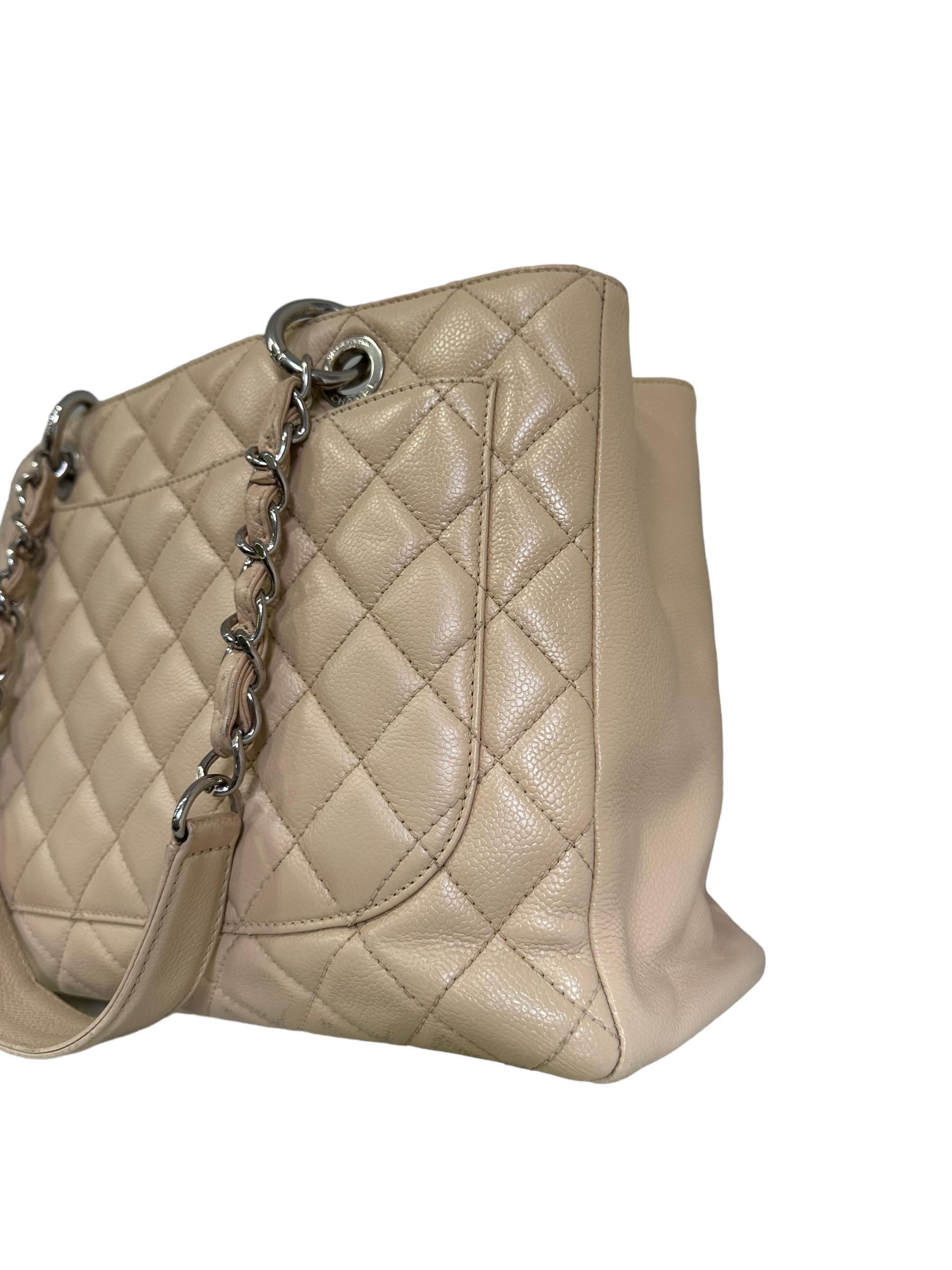 2014 Chanel Beige GST Umhängetasche aus Leder im Angebot 3