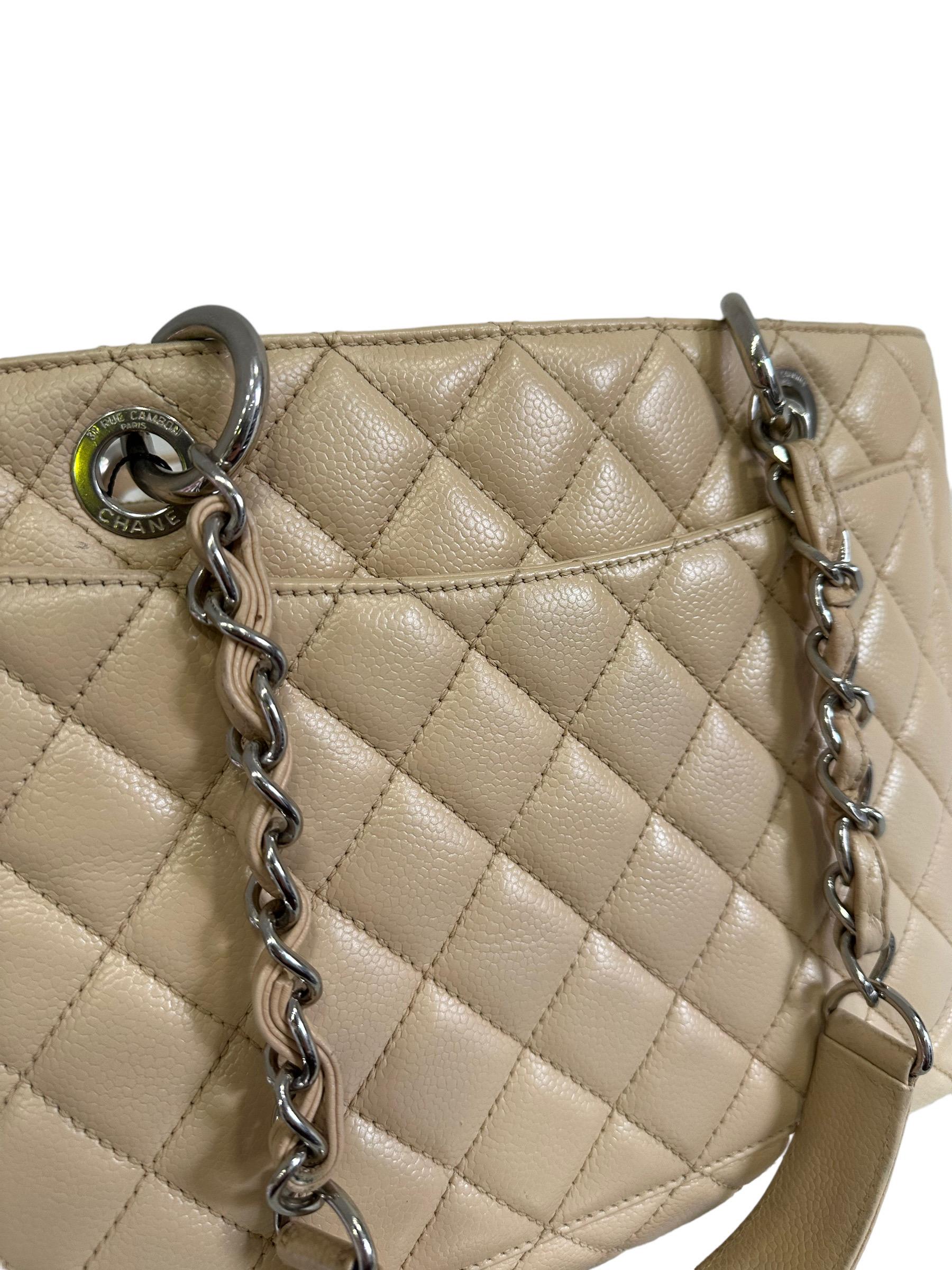 2014 Chanel Beige GST Umhängetasche aus Leder im Angebot 5