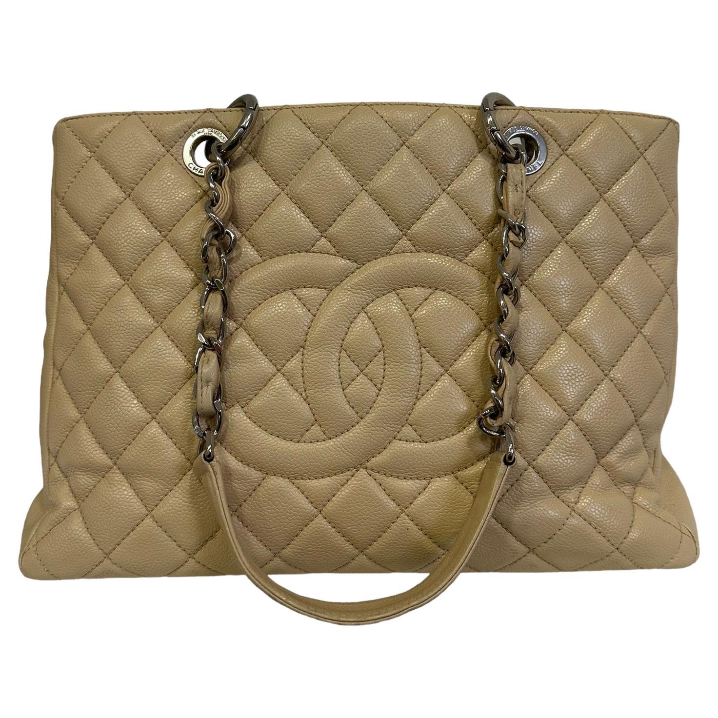 2014 Chanel Beige GST Umhängetasche aus Leder