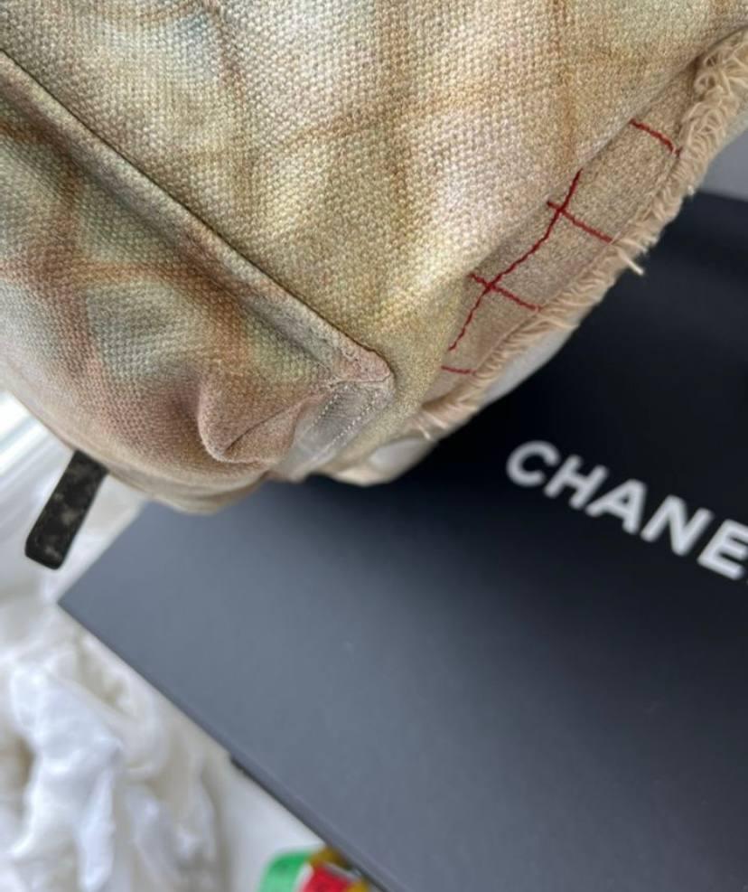 2014 Chanel Beige Painted Canvas Medium Graffiti Art School Backpack 6