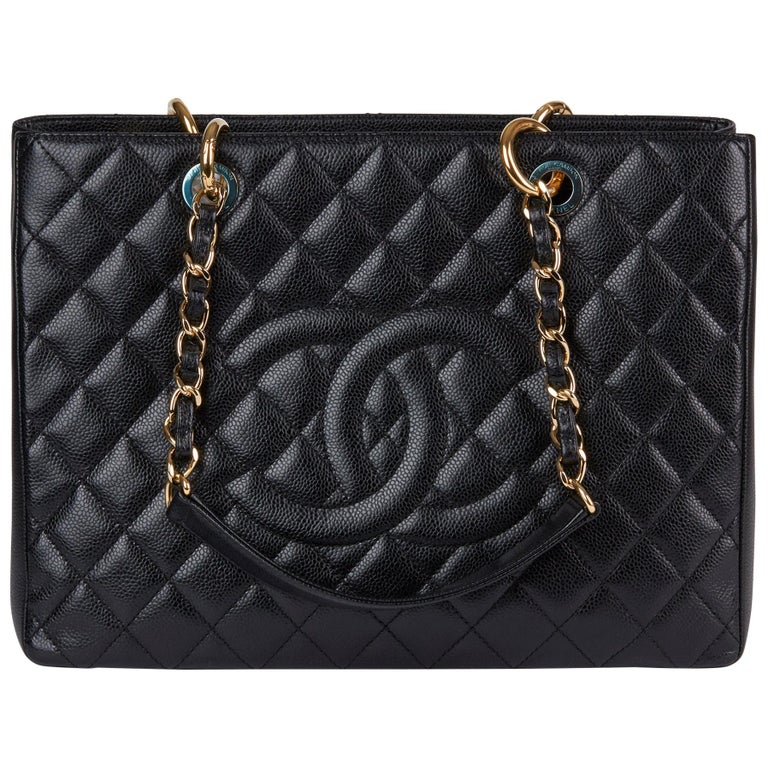 2014 Chanel Black Caviar Leather Grand Shopping Tote GST at 1stDibs