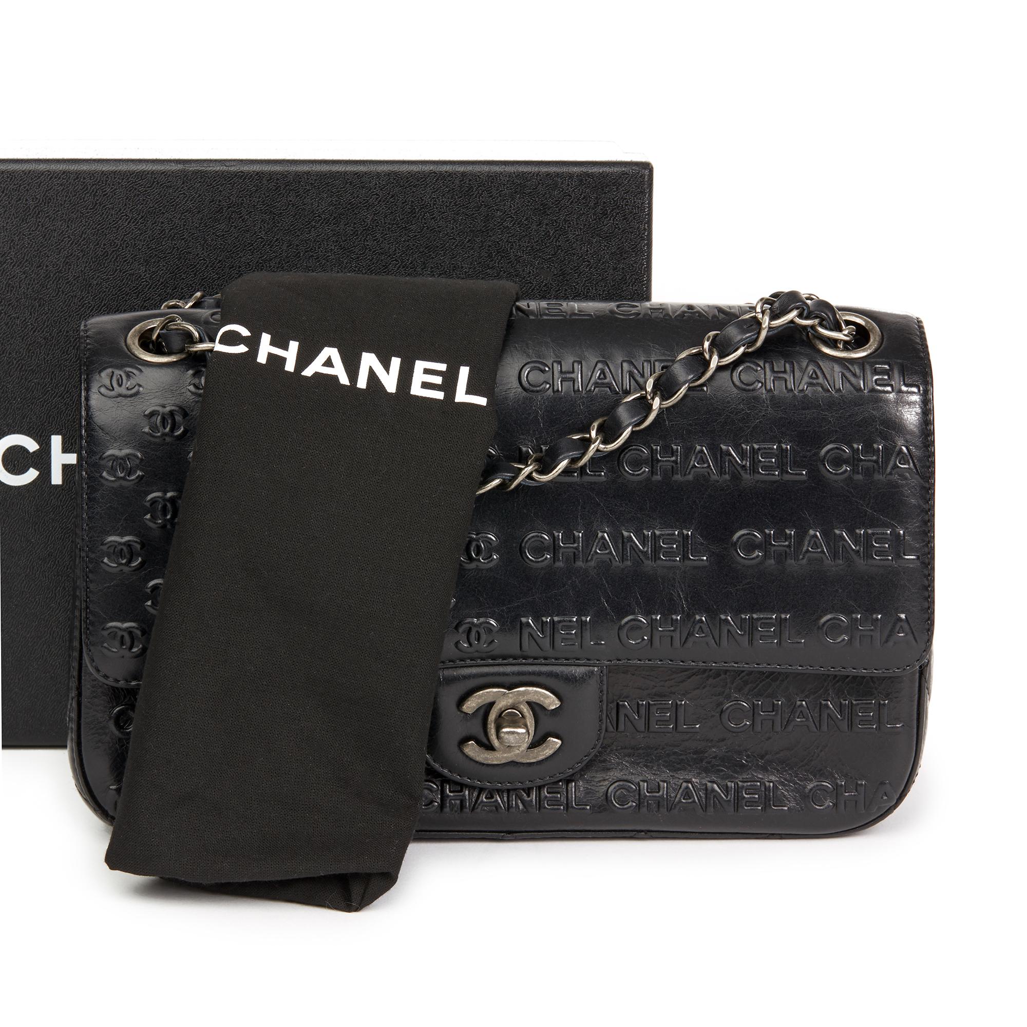 2014 Chanel Black Embossed Calfskin Leather Paris-Dallas Classic Single Flap Bag 7