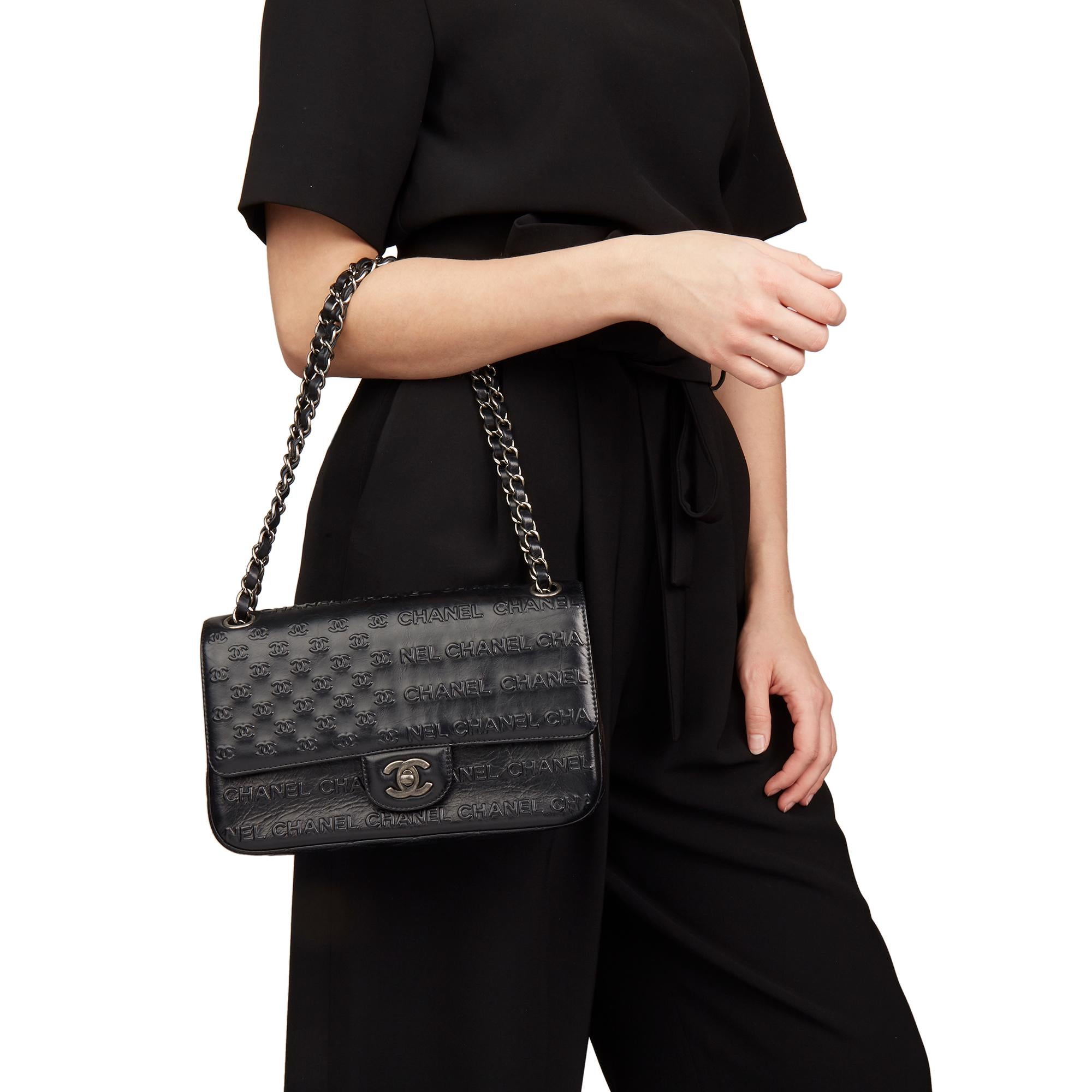 2014 Chanel Black Embossed Calfskin Leather Paris-Dallas Classic Single Flap Bag 8