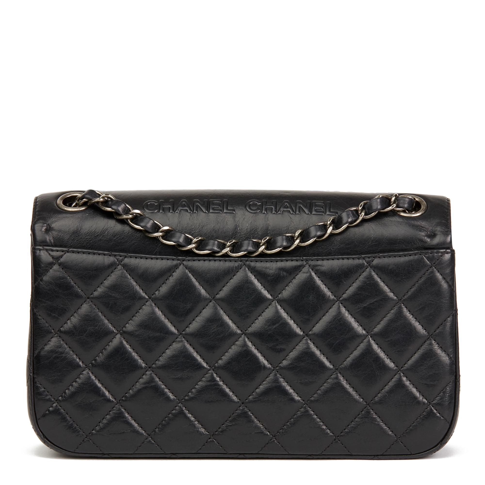 Women's 2014 Chanel Black Embossed Calfskin Leather Paris-Dallas Classic Single Flap Bag