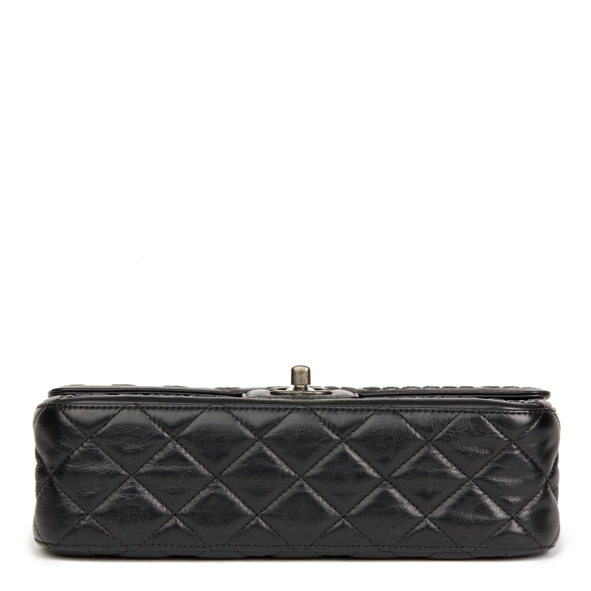 2014 Chanel Black Embossed Calfskin Leather Paris-Dallas Classic Single Flap Bag 1