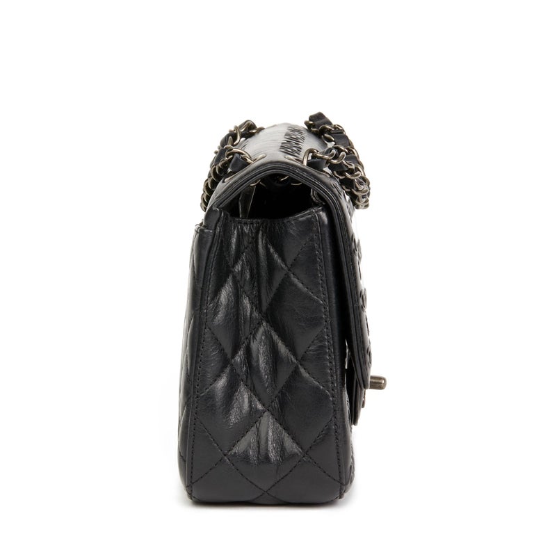 2014 Chanel Black Embossed Calfskin Paris-Dallas Classic Single Flap ...