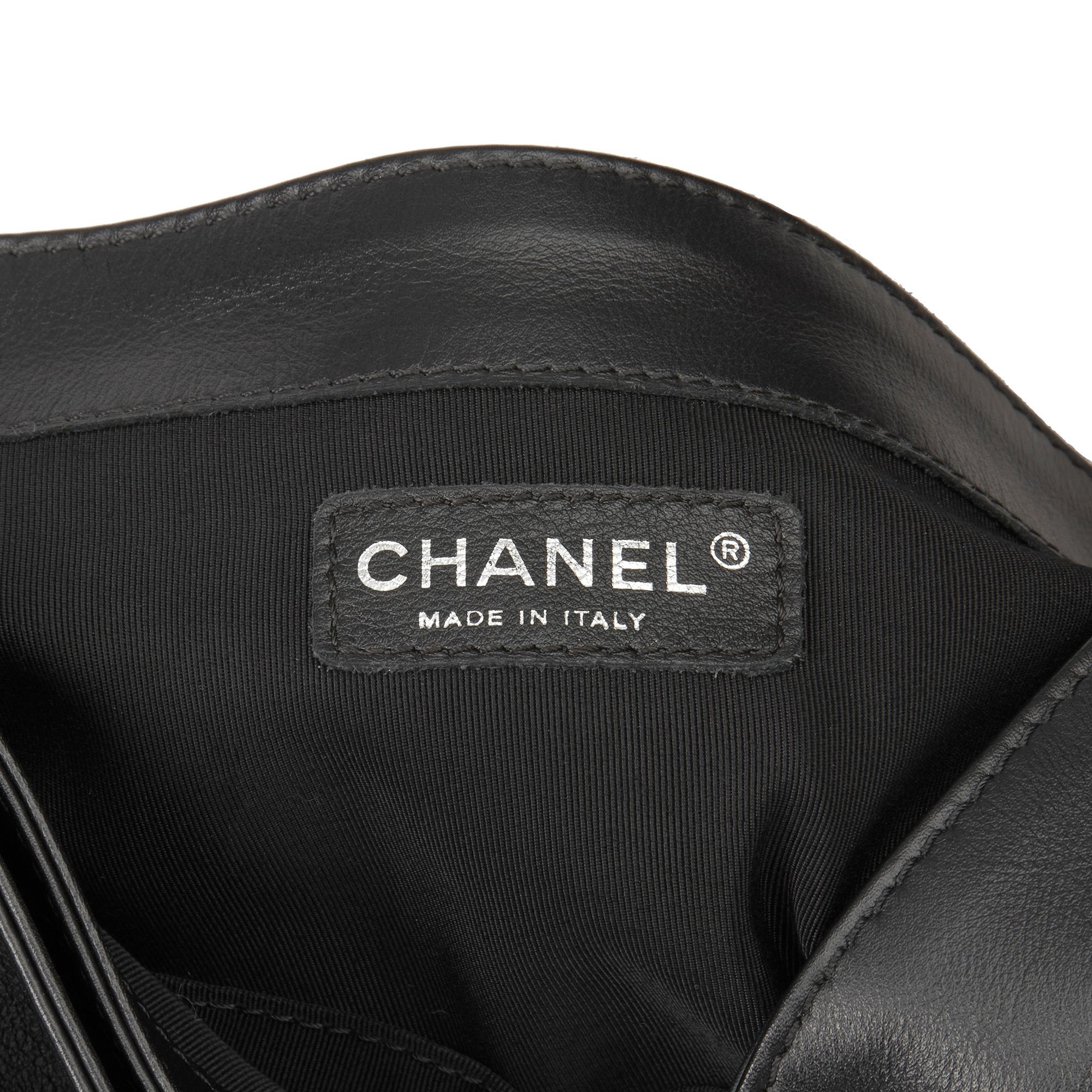 2014 Chanel Black Quilted Calfskin Leather & Tweed Echained XL Le Boy Reverso 4