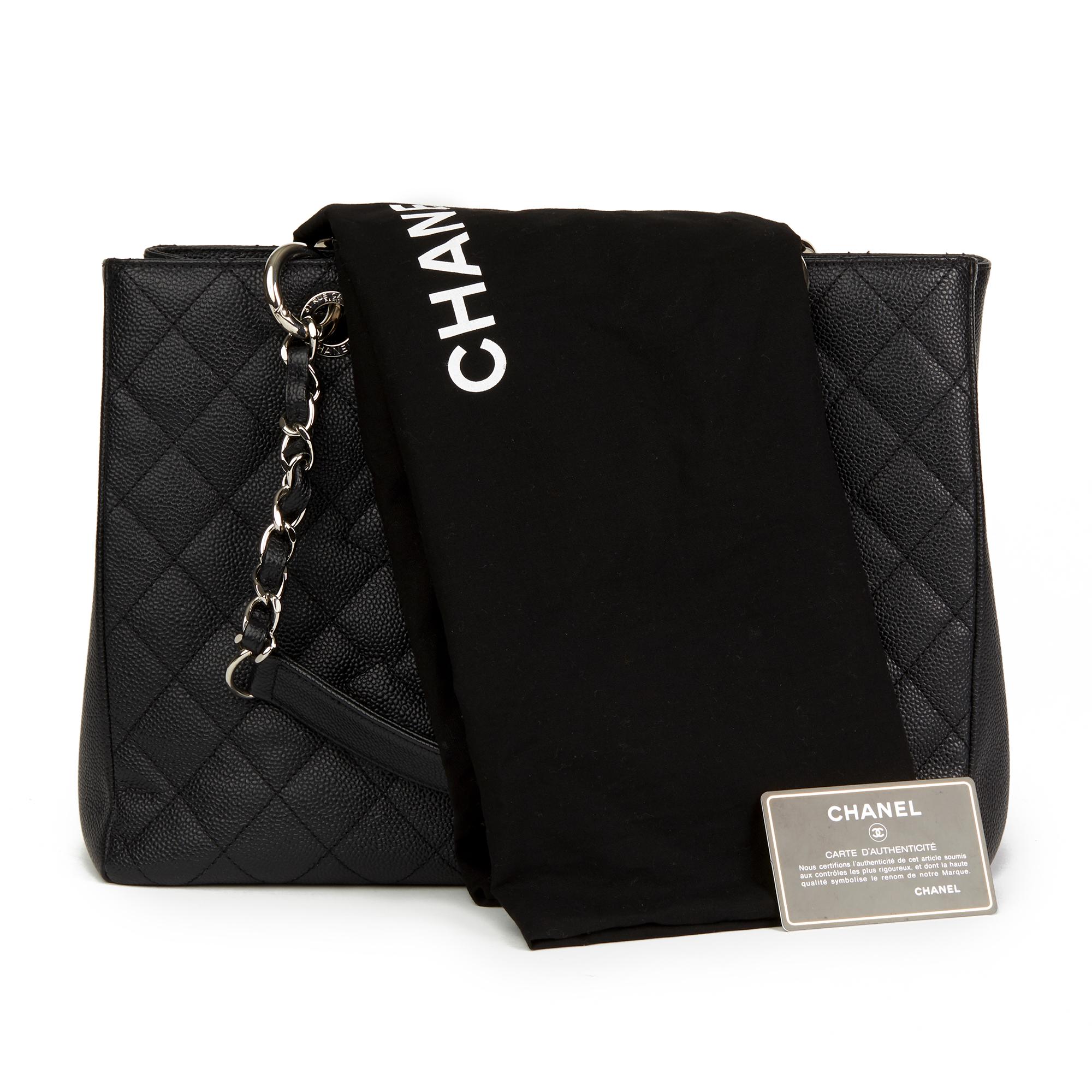 2014 Chanel Black Quilted Caviar Leather Grand Shopping Tote GST 7