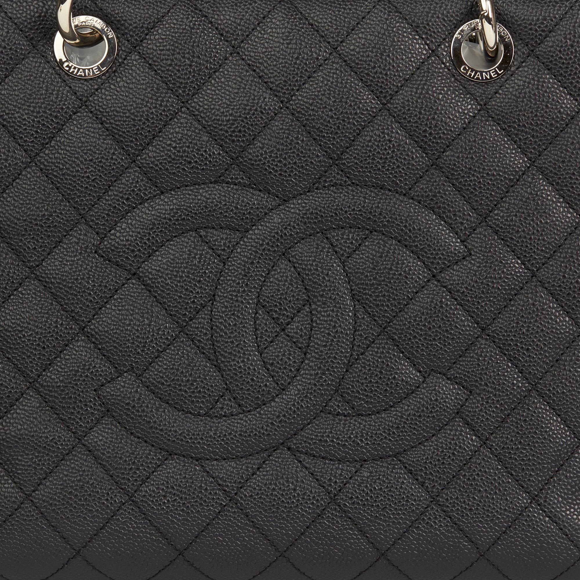 2014 Chanel Black Quilted Caviar Leather Grand Shopping Tote GST 2