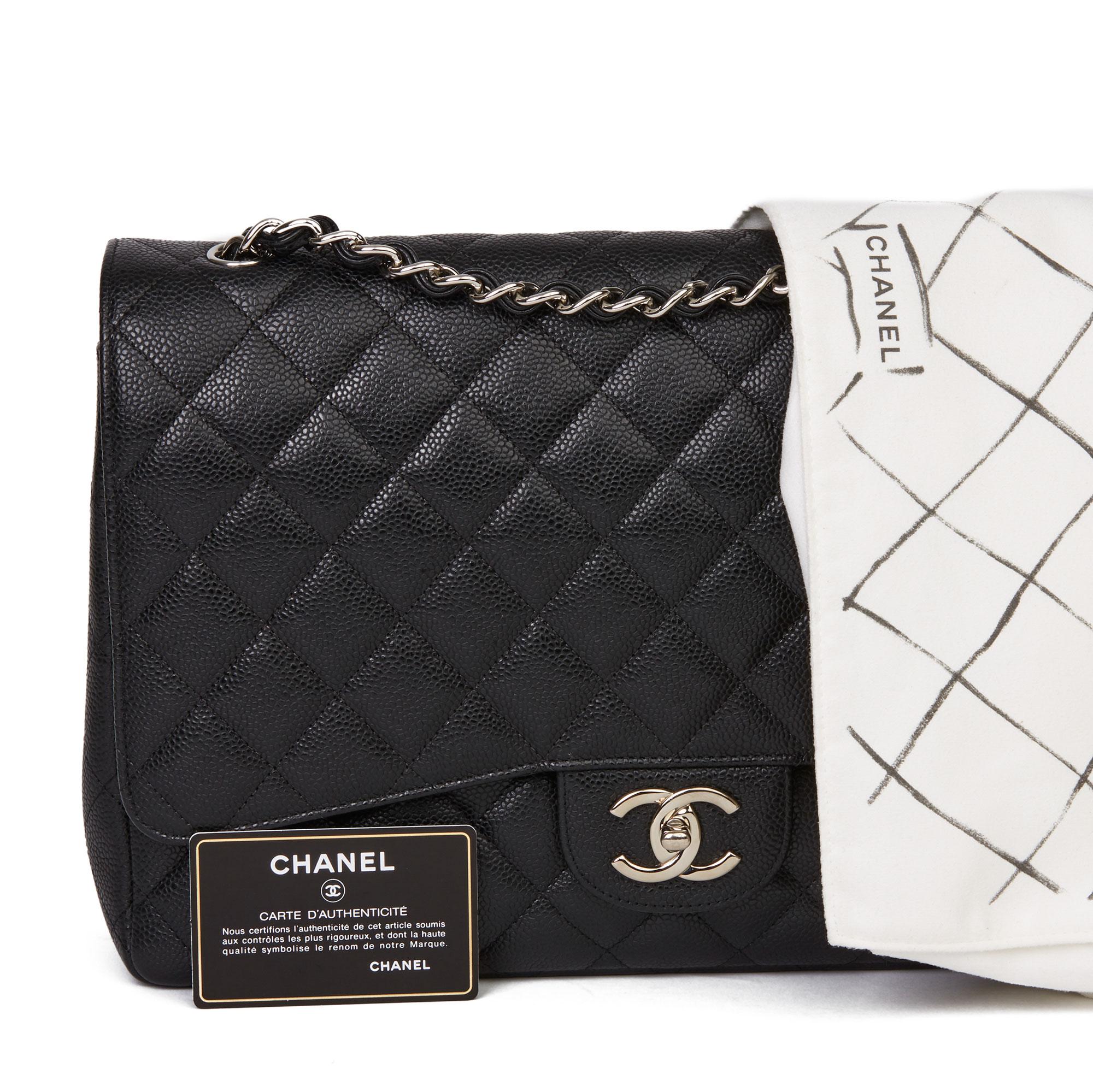 2014 Chanel Black Quilted Caviar Leather Maxi Classic Double Flap Bag 4