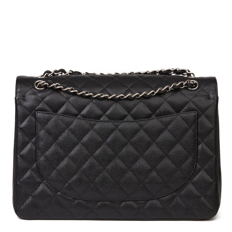 Chanel Maxi Classic Double Flap Black Quilted Caviar Bag