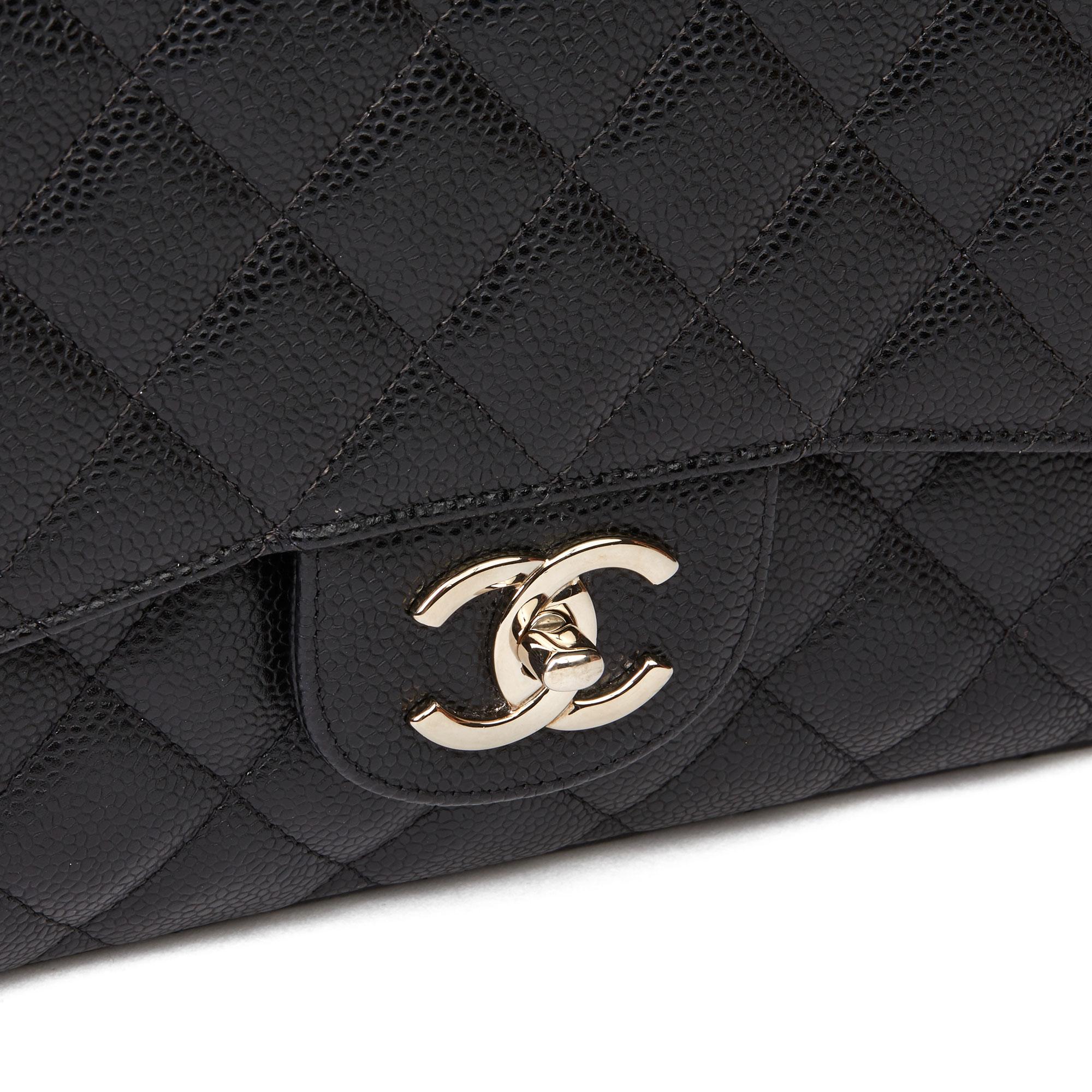 Women's 2014 Chanel Black Quilted Caviar Leather Maxi Classic Double Flap Bag