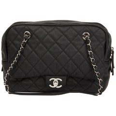2014 Chanel Black Quilted Caviar Leather Medium Classic Camera Bag
