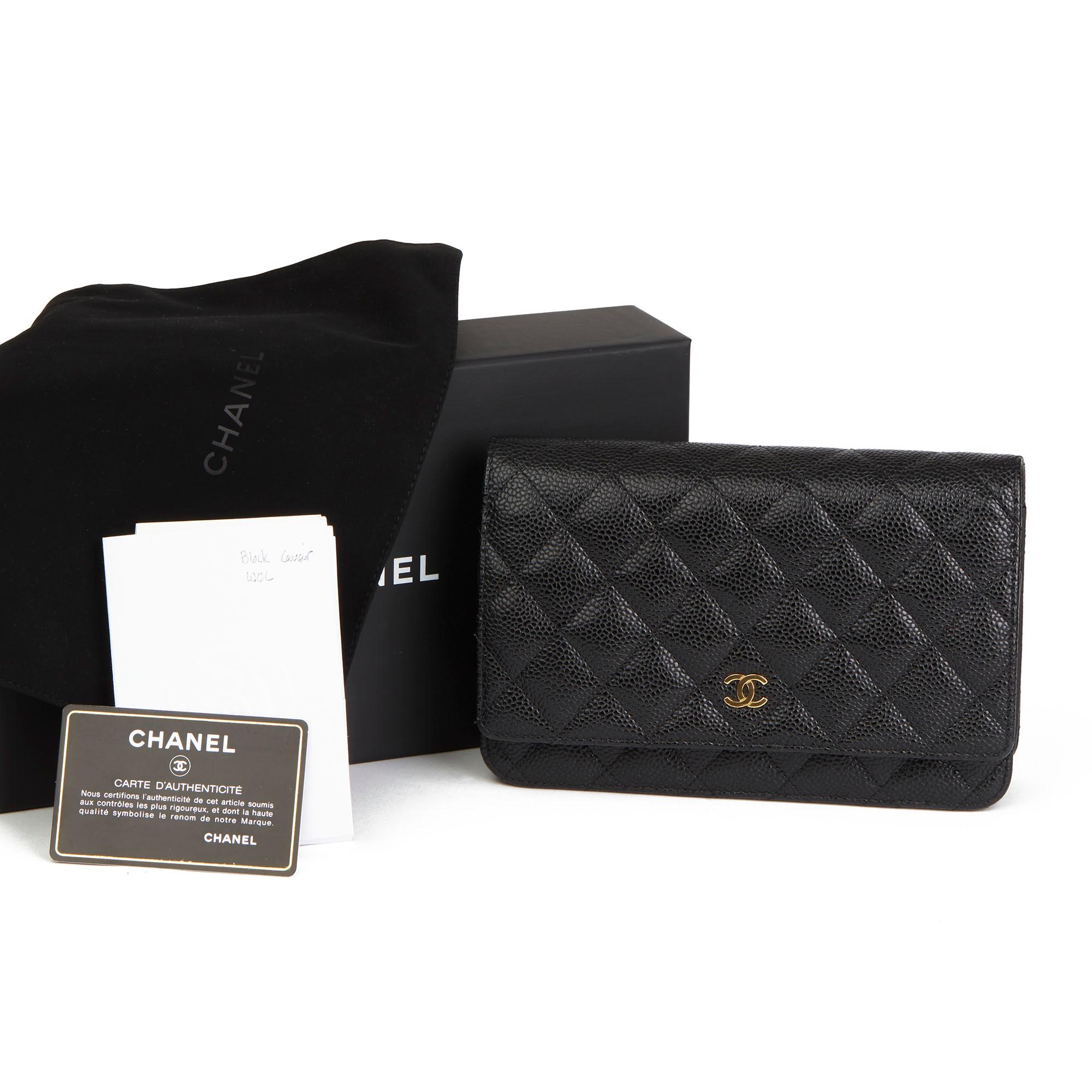 2014 Chanel Black Quilted Caviar Leather Wallet-on-Chain WOC 7