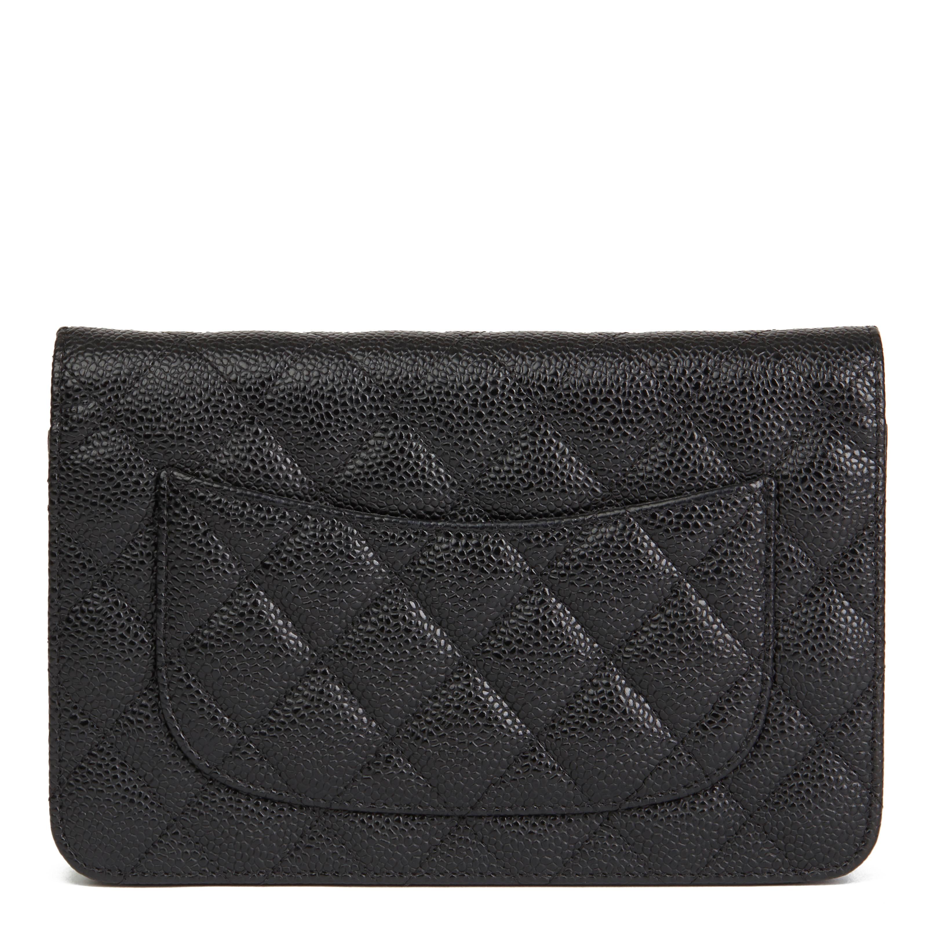 Women's 2014 Chanel Black Quilted Caviar Leather Wallet-on-Chain WOC