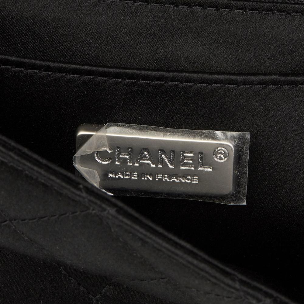 2014 Chanel Black Quilted Embellished Satin LED Illuminating Medium Classic Bag 4