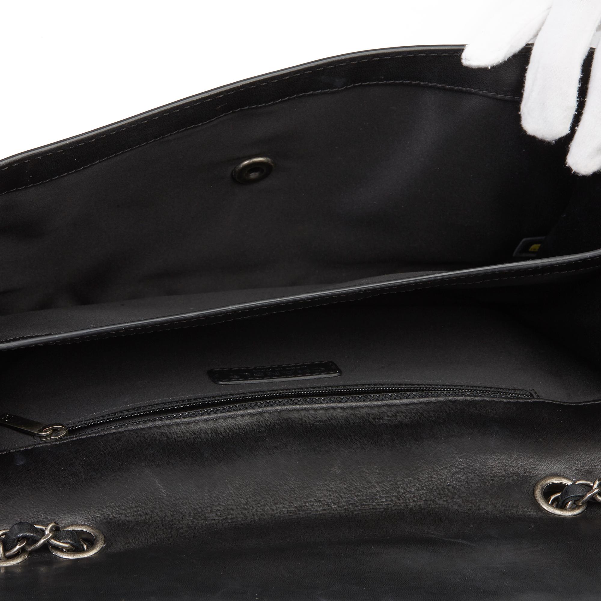 2014 Chanel Schwarz gesteppte Lammfell große Bürger Klappe Tasche 7