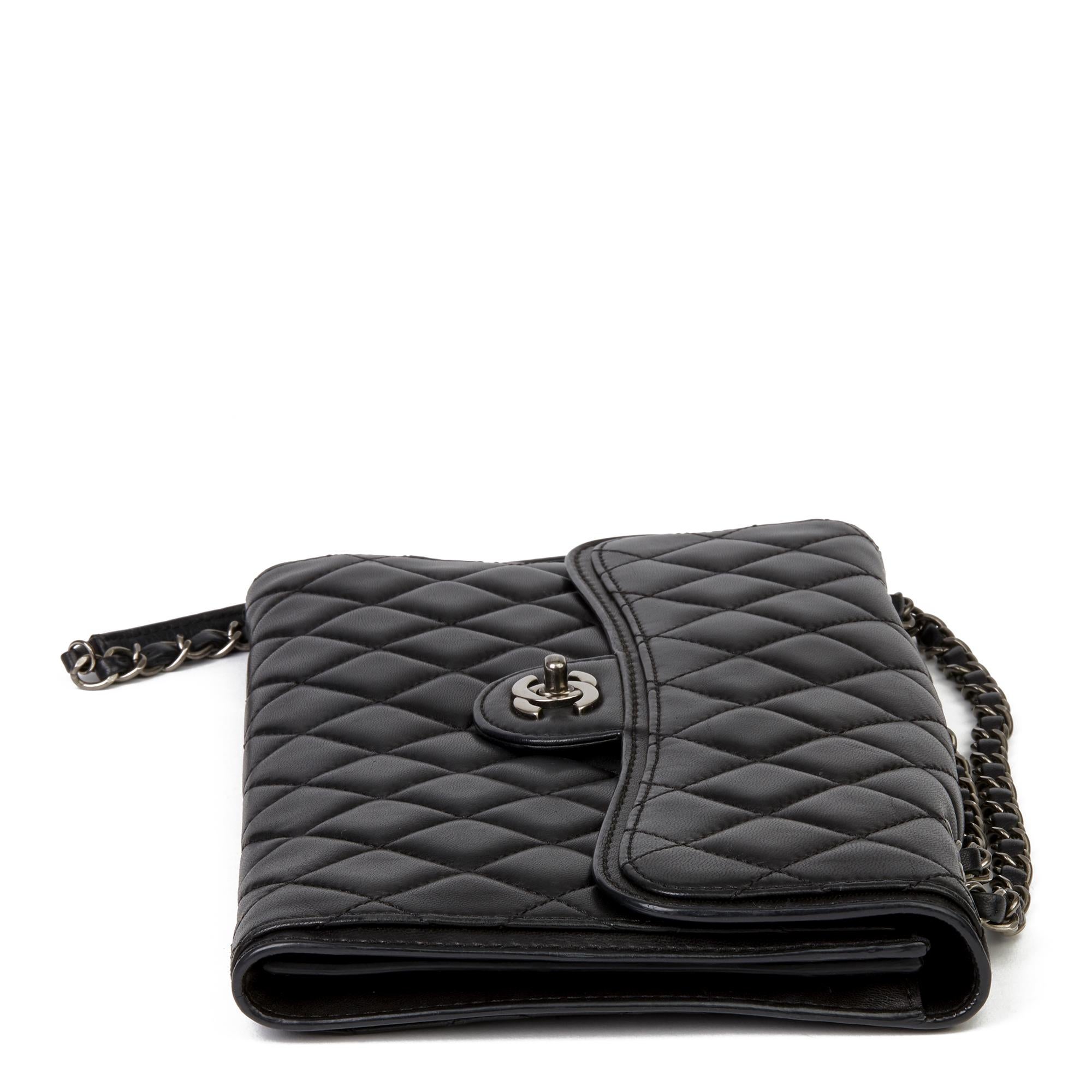 2014 Chanel Schwarz gesteppte Lammfell große Bürger Klappe Tasche Damen