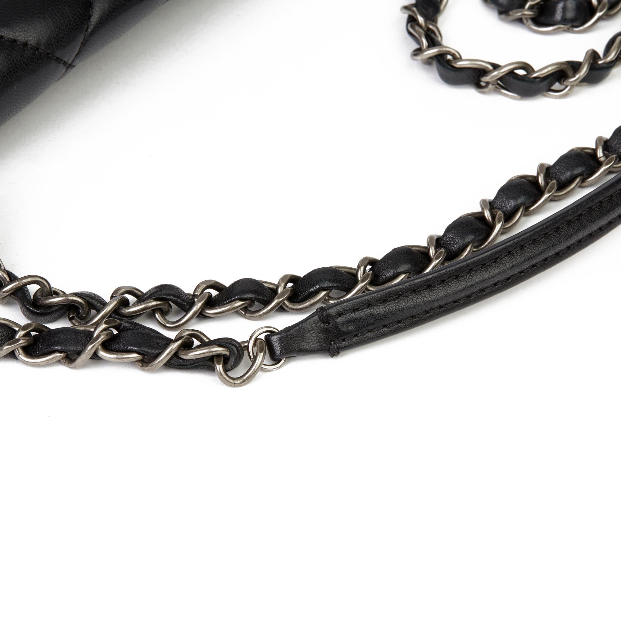 2014 Chanel Schwarz gesteppte Lammfell große Bürger Klappe Tasche 4
