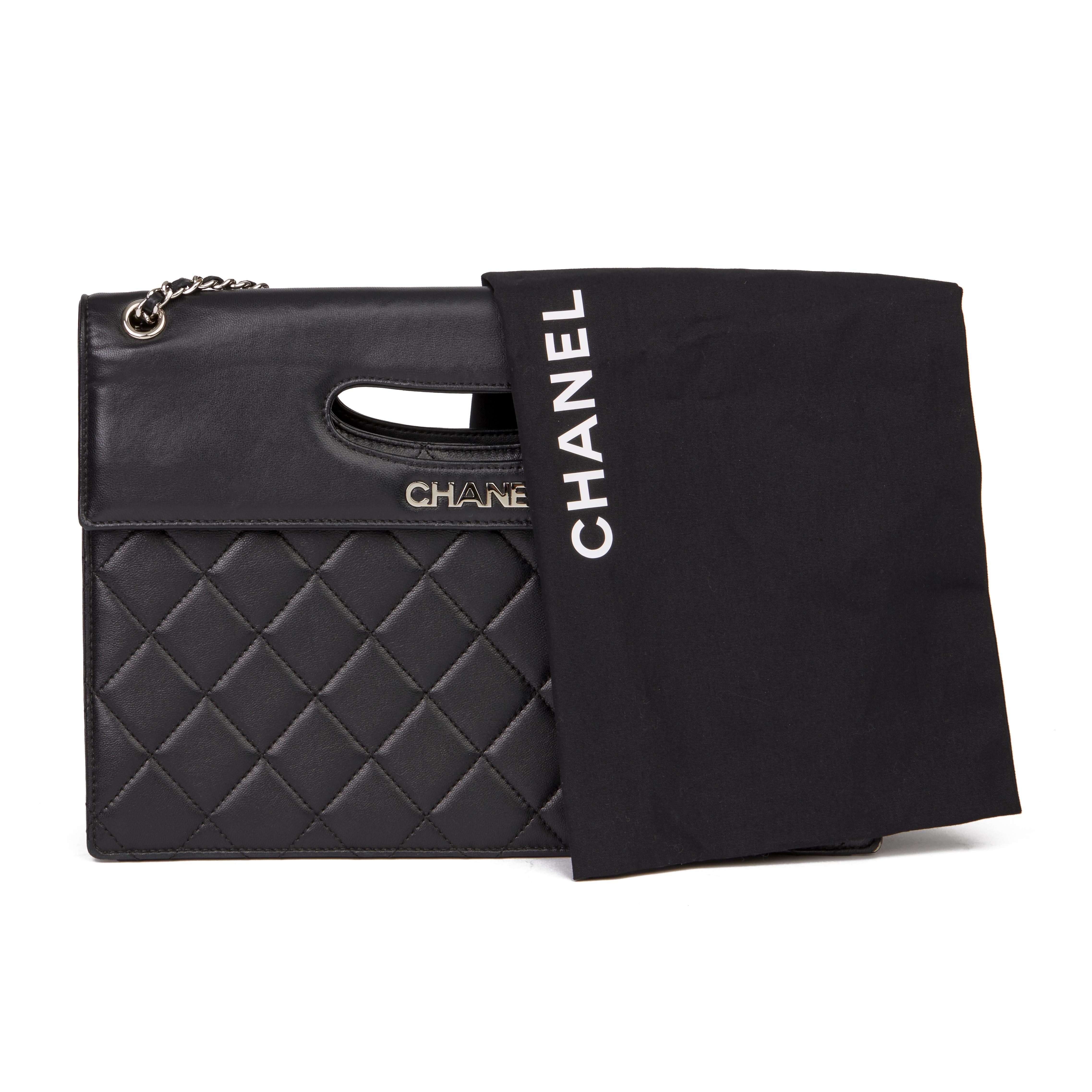 2014 Chanel Black Quilted Lambskin Timeless Foldover Shoulder Bag 5