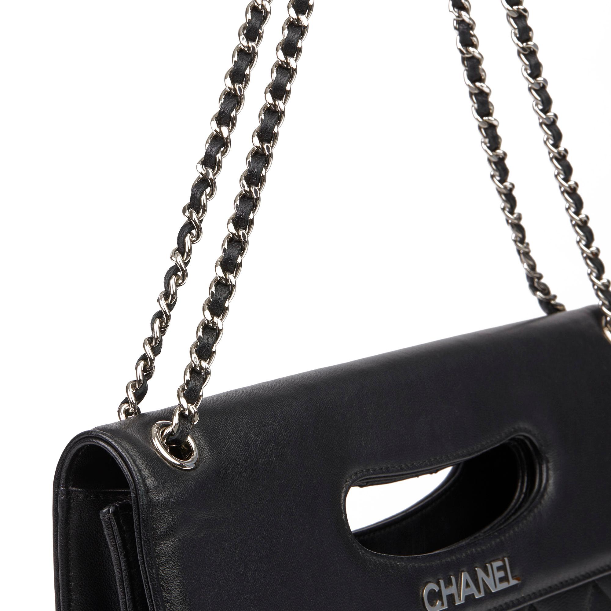 2014 Chanel Black Quilted Lambskin Timeless Foldover Shoulder Bag 1