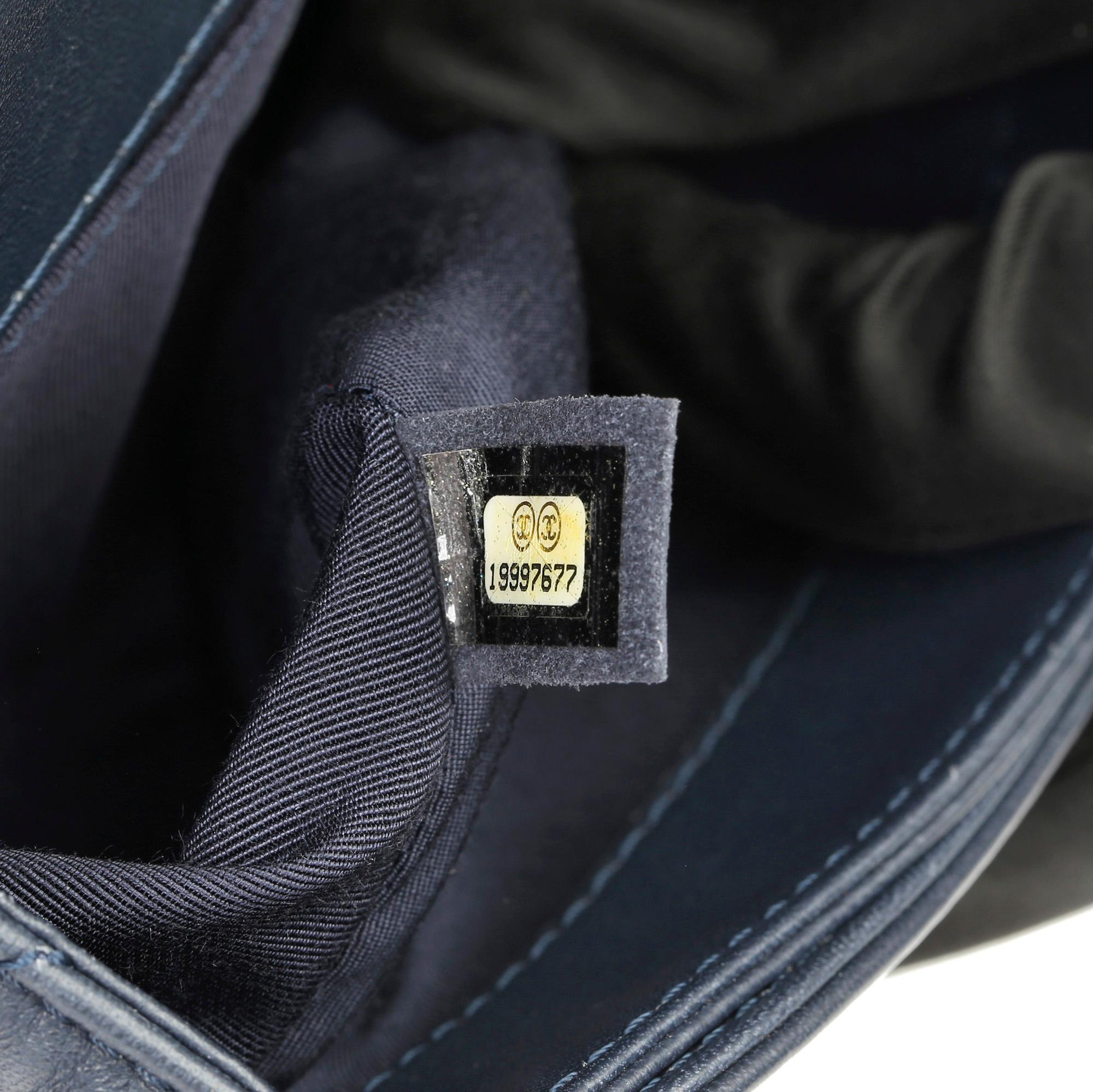 2014 Chanel Blue Quilted Lambkin & Denim Multi-Tweed Enchained Medium Le Boy 5